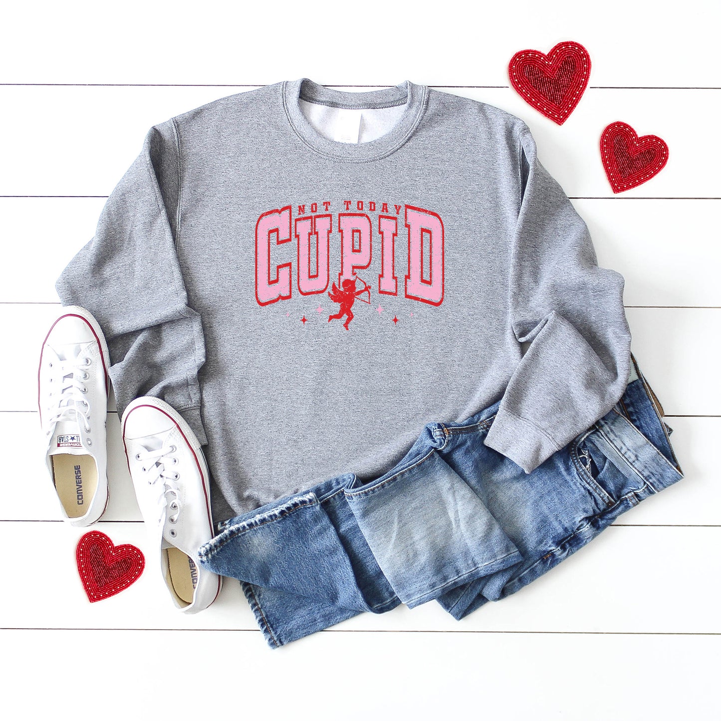 Not Today Cupid Distressed | Sweatshirt