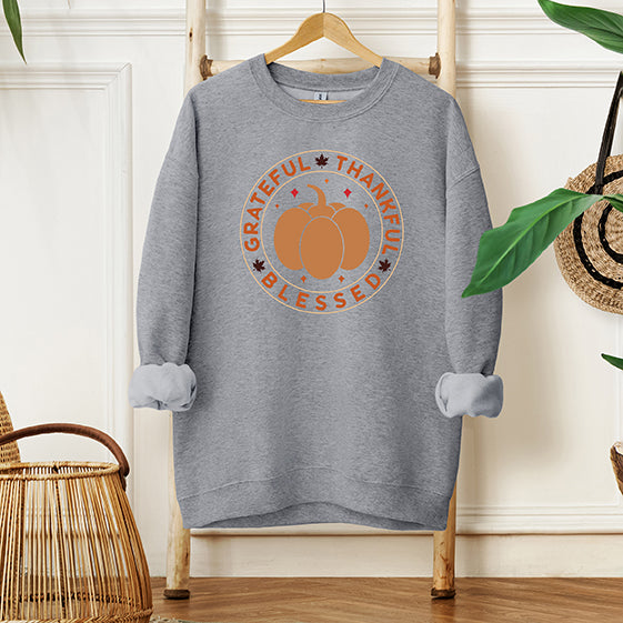 Grateful Thankful Blessed Circle | Sweatshirt