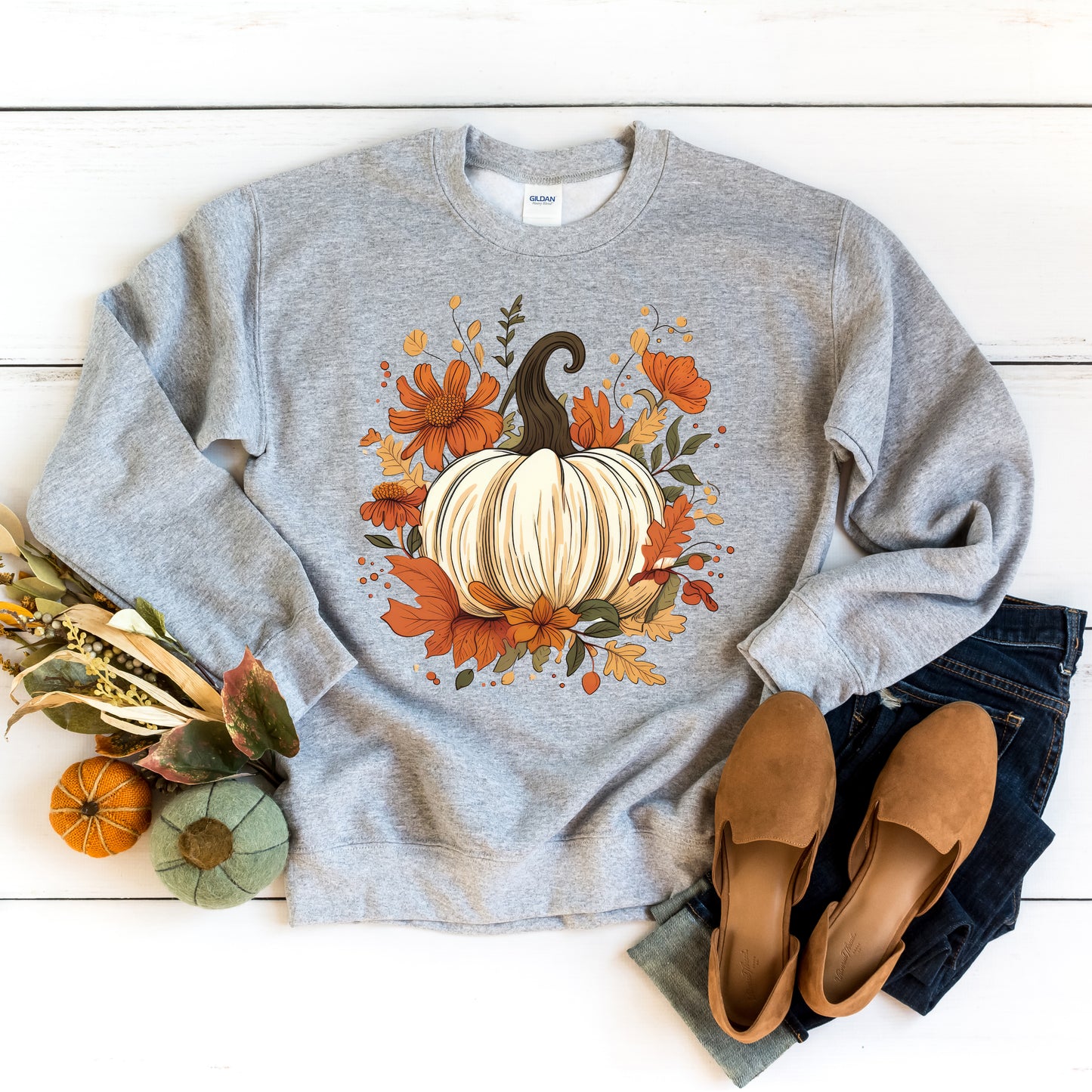 Fall Pumpkin Floral | Sweatshirt