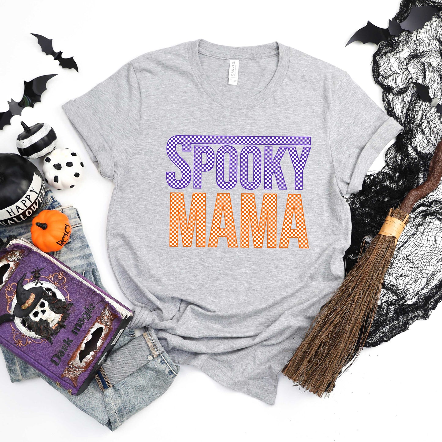 Spooky Mama Checkered | Short Sleeve Crew Neck