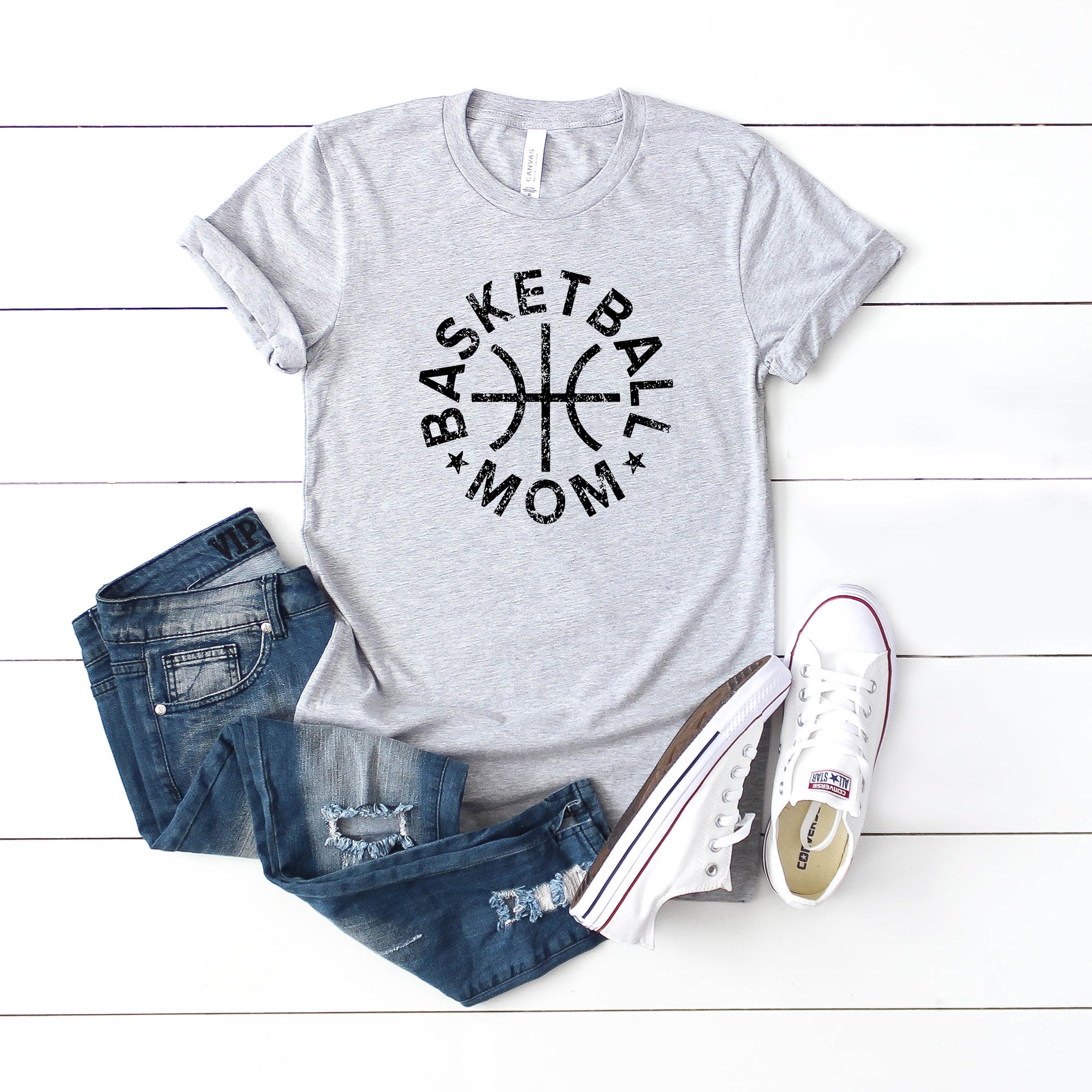 Basketball Mom Distressed | Short Sleeve Graphic Tee