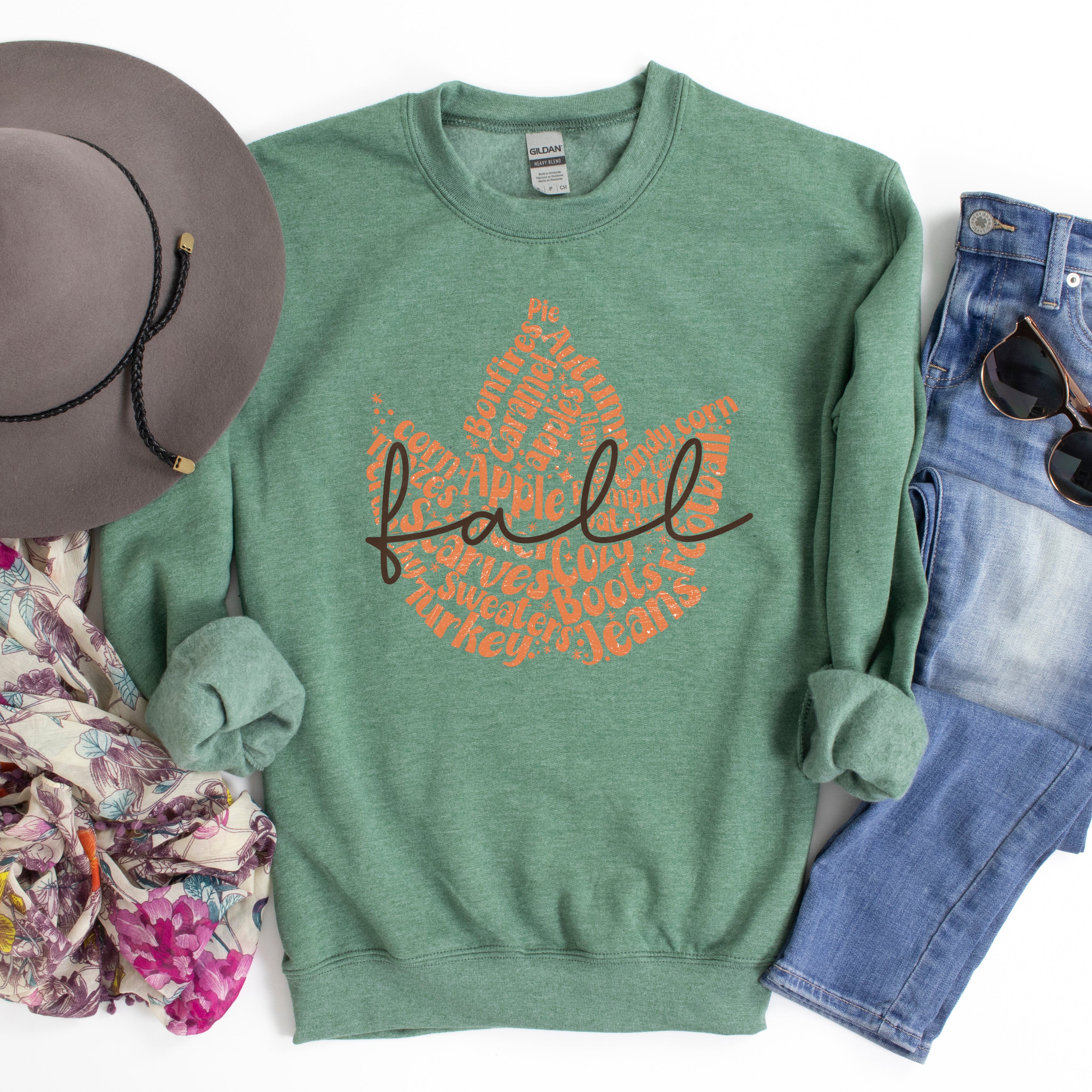 Cursive Fall Leaf | Sweatshirt