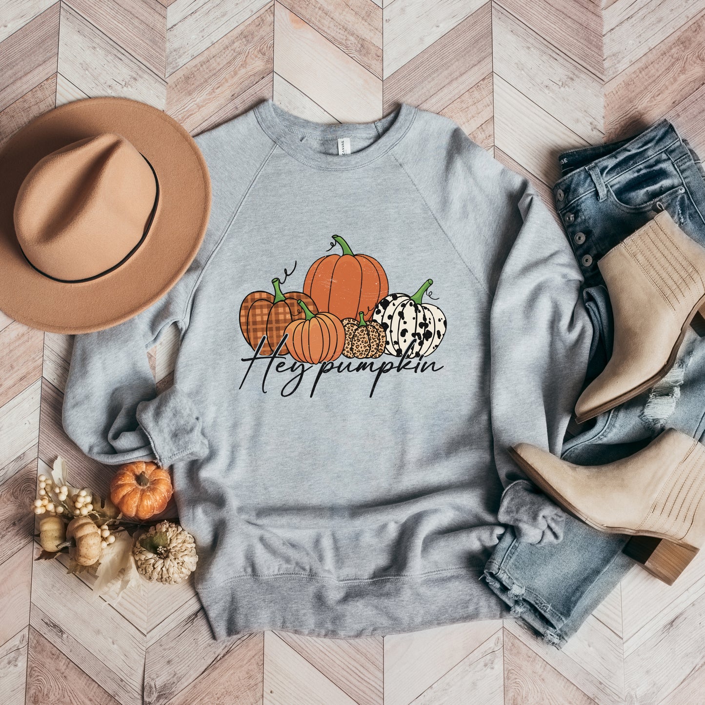 Hey Pumpkin Cursive | Bella Canvas Sweatshirt
