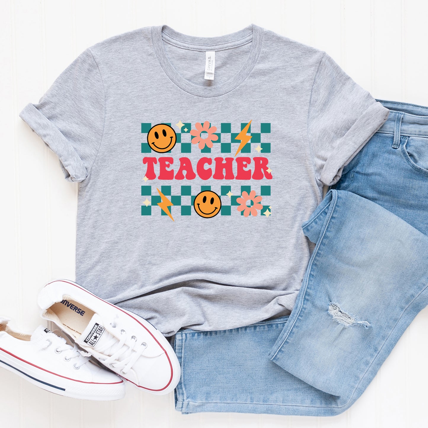 Retro Teacher Checkered | Short Sleeve Graphic Tee