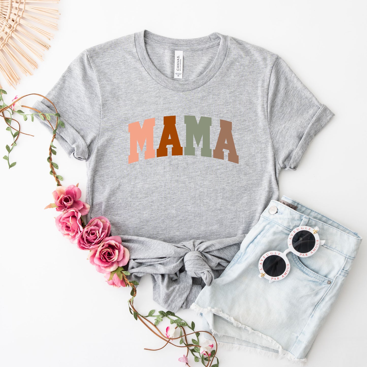 Mama Block Colorful | Short Sleeve Crew Neck