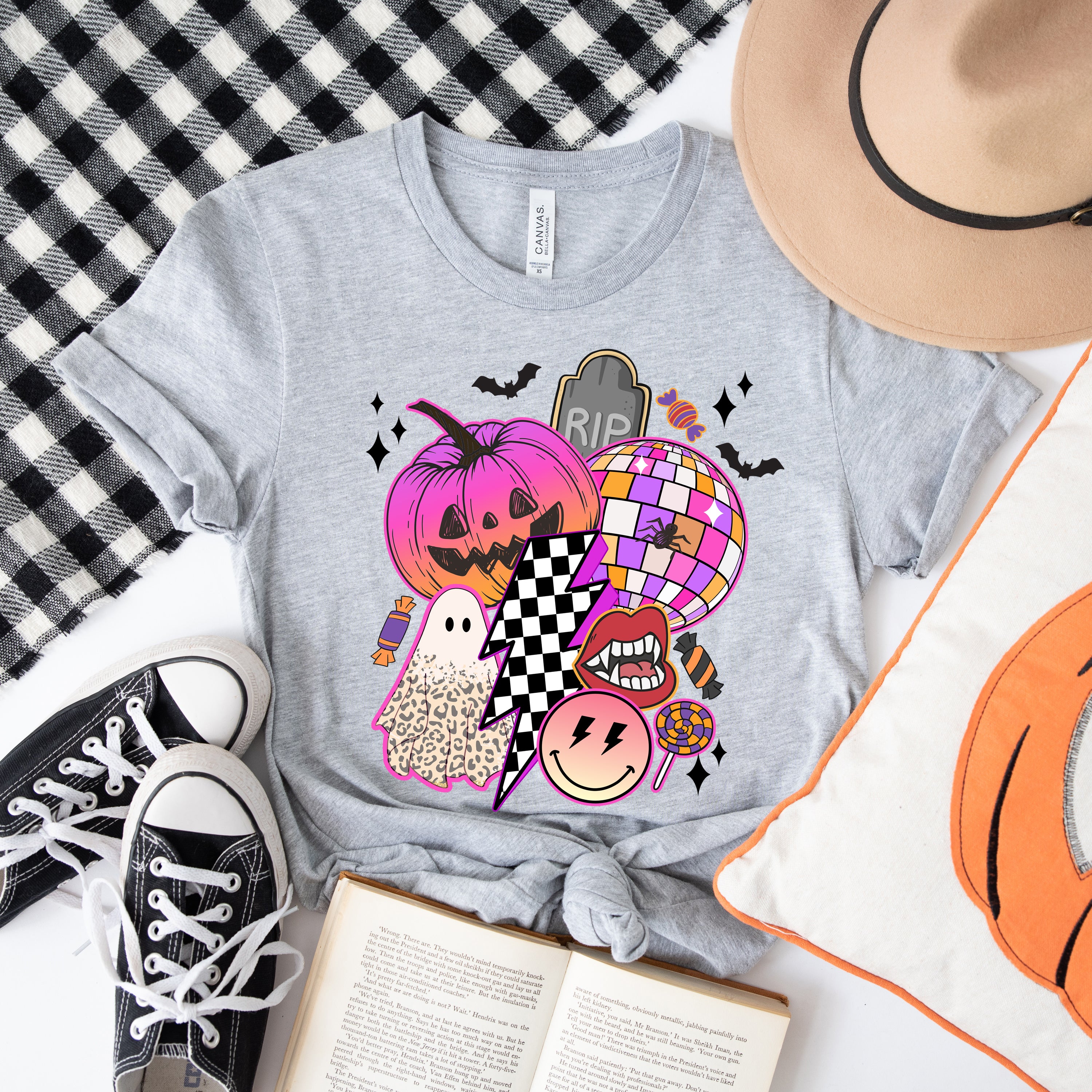 Pumpkin Ghost Collage | Short Sleeve Crew Neck