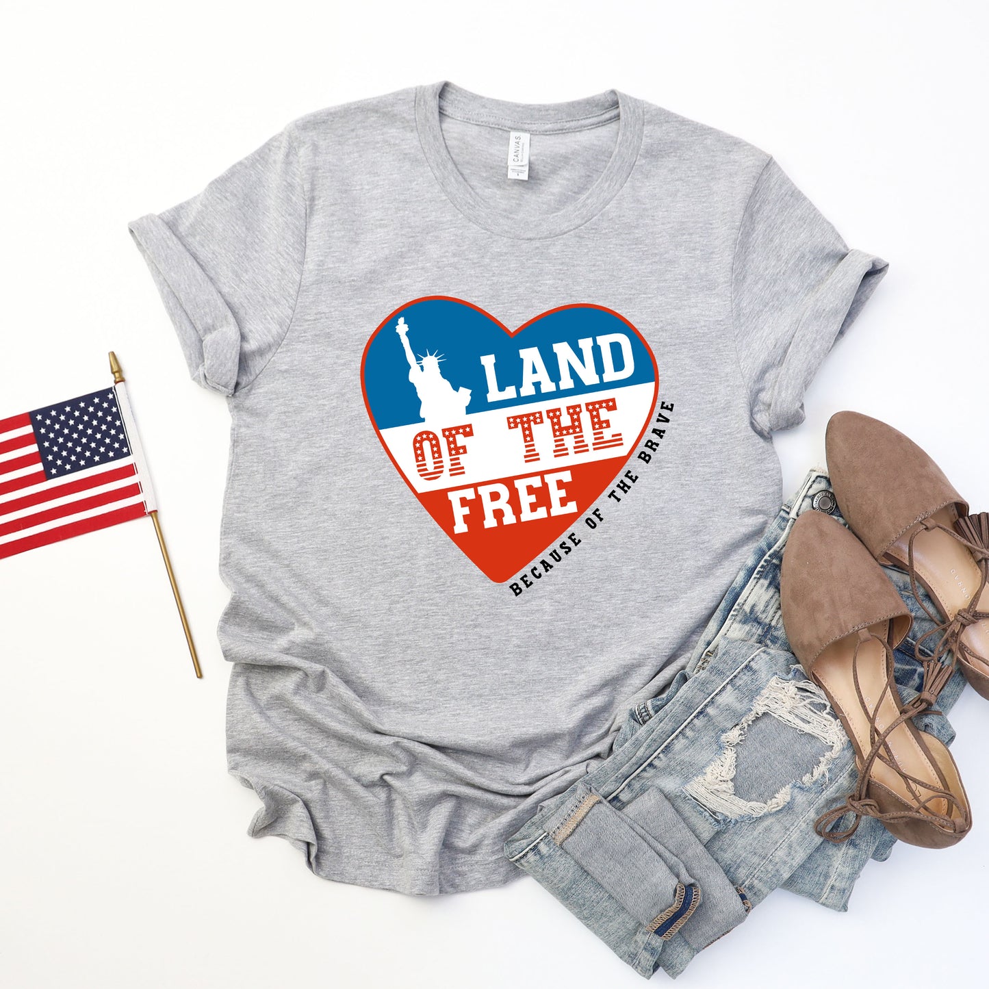 Land Of The Free Heart | Garment Dyed Short Sleeve Tee