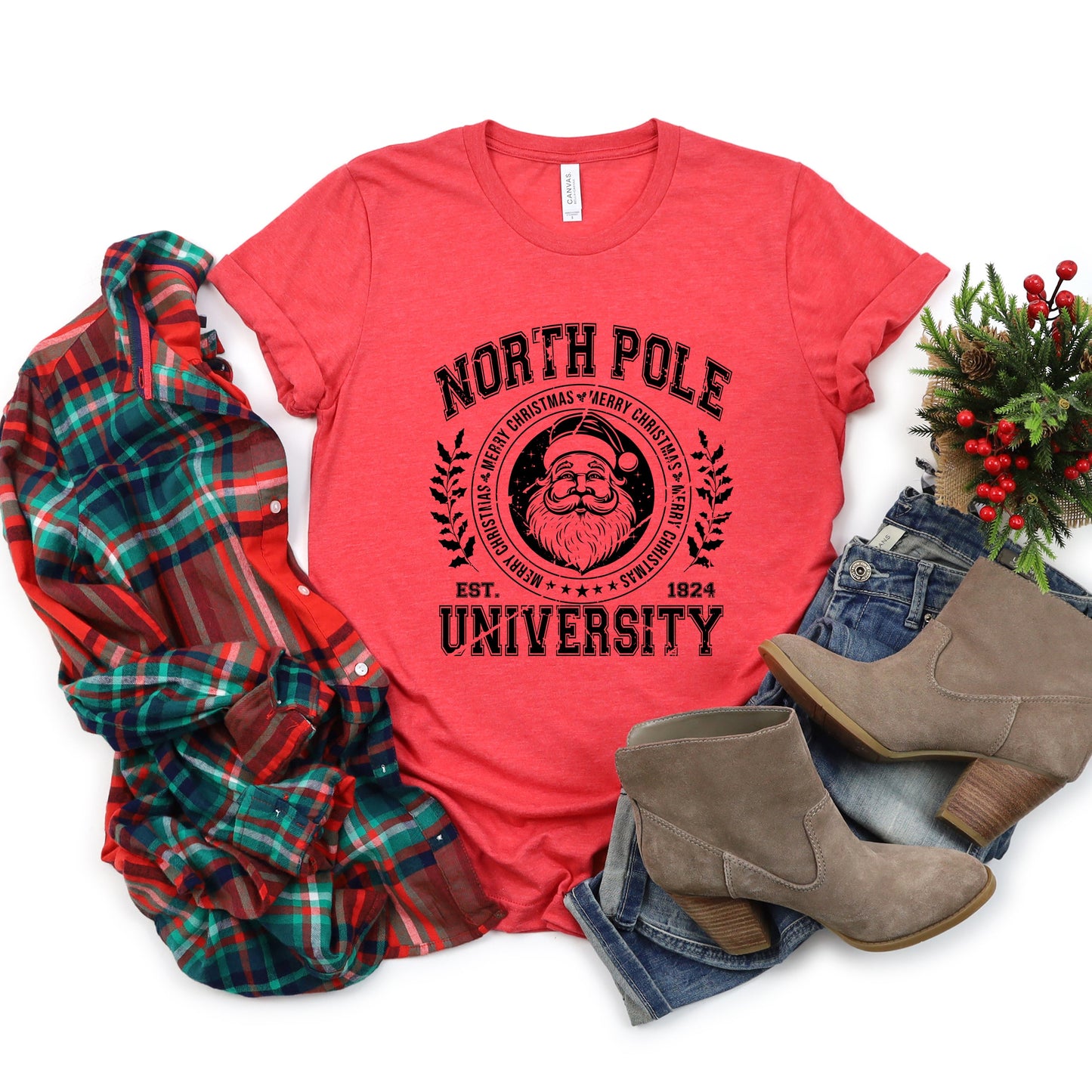 Clearance North Pole University Distressed | Short Sleeve Crew Neck