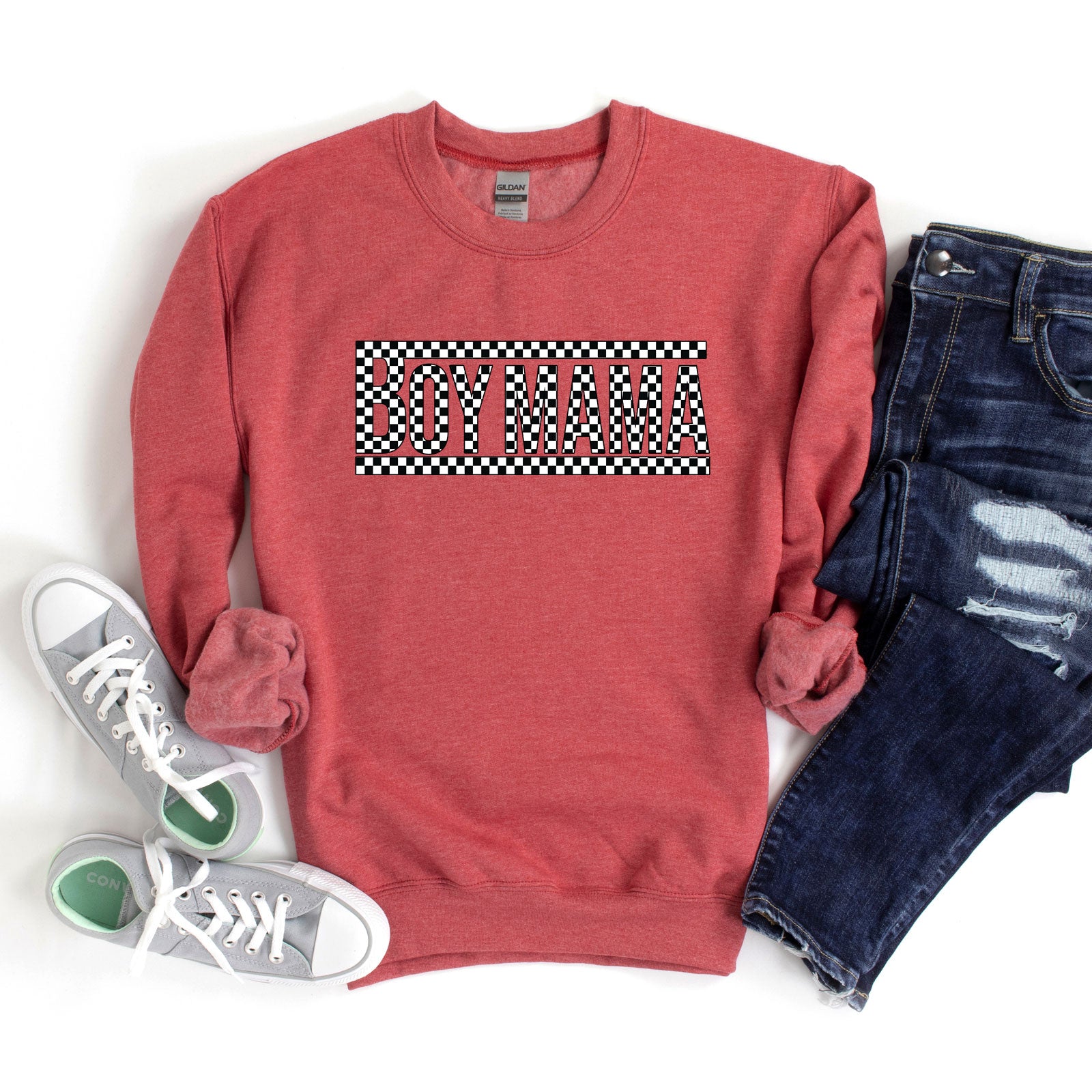 Boy Mama Checkered Box | Sweatshirt