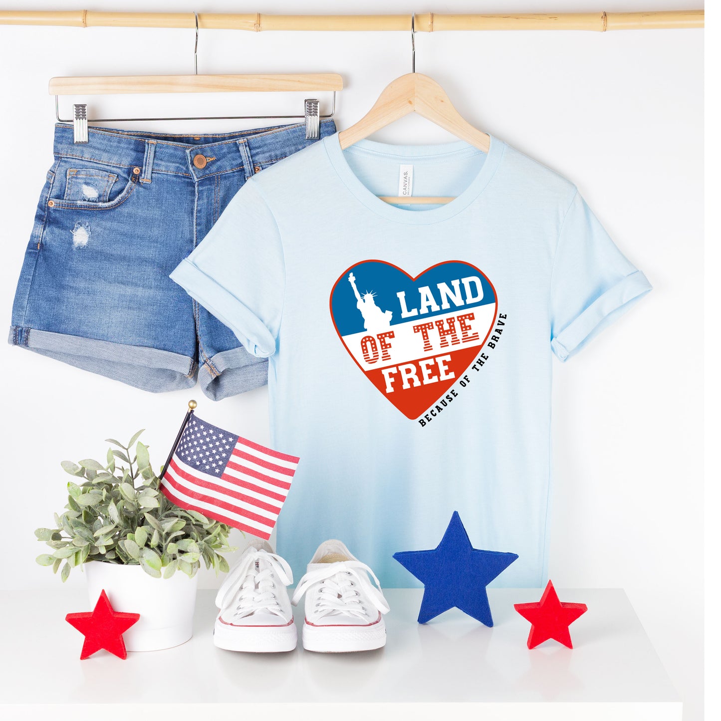 Land Of The Free Heart | Garment Dyed Short Sleeve Tee