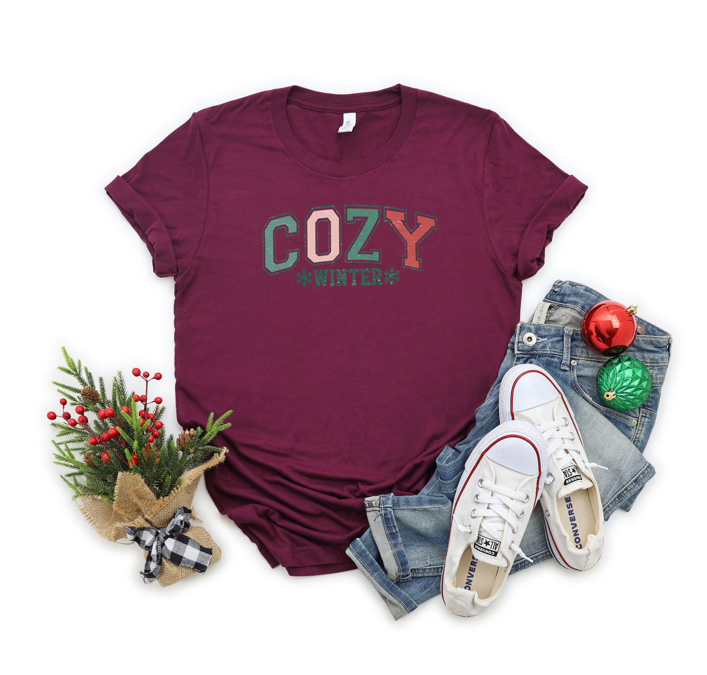 Cozy Winter Varsity | Short Sleeve Crew Neck