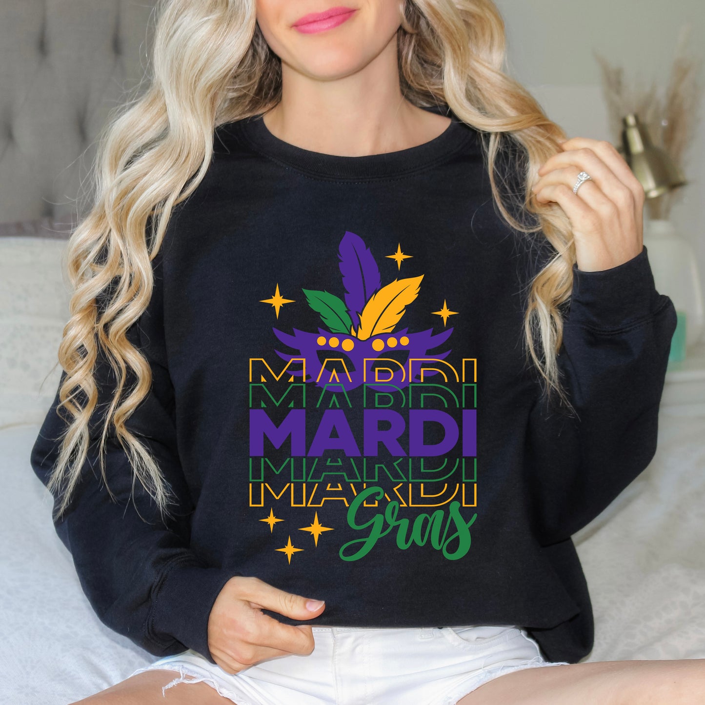 Mardi Gras Mask Sparkle | Sweatshirt