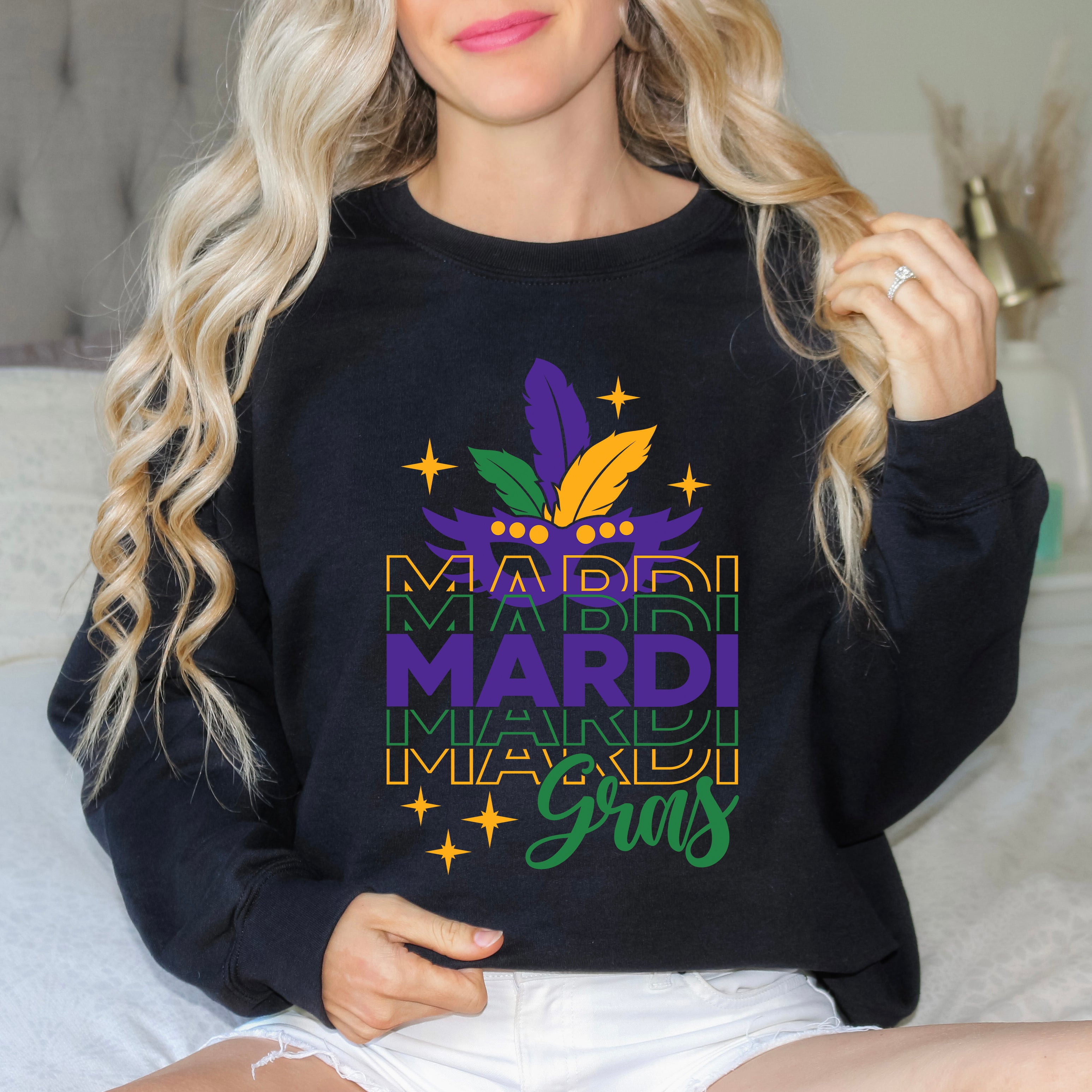 Mardi Gras Mask Sparkle | Sweatshirt