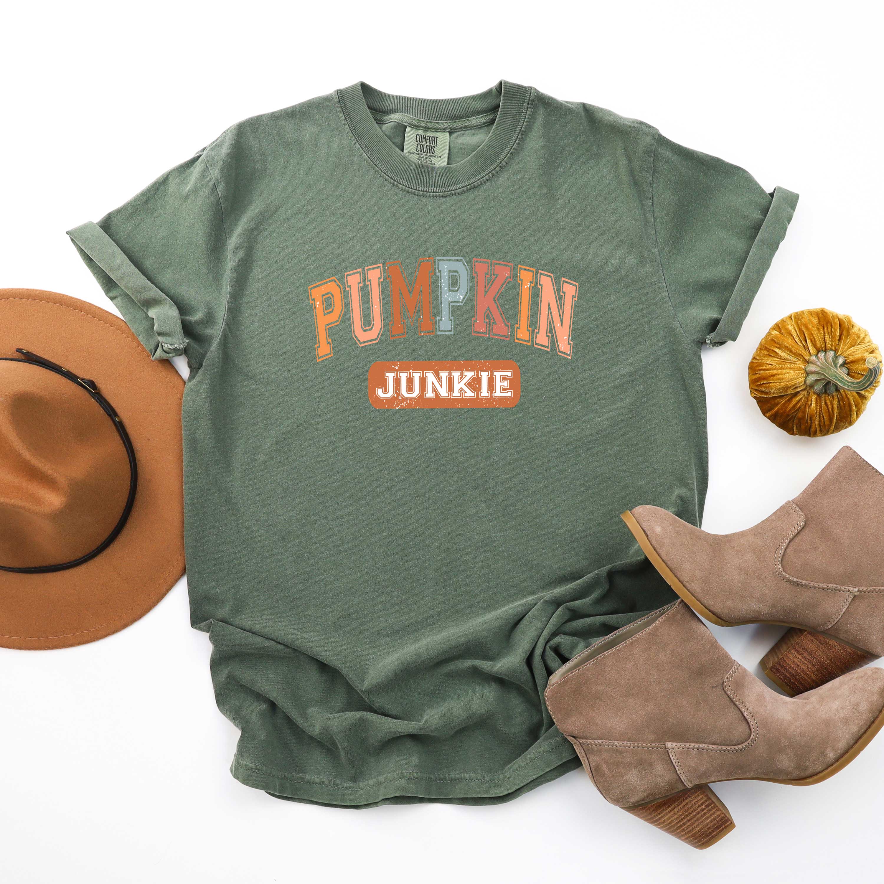 Varsity Pumpkin Junkie | Garment Dyed Tee