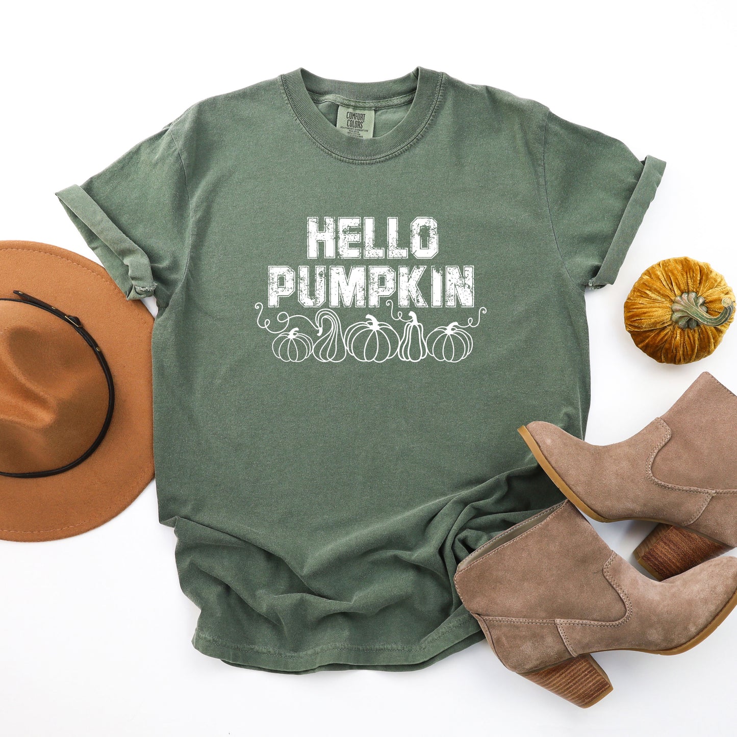 Hello Pumpkin Distressed | Garment Dyed Tee
