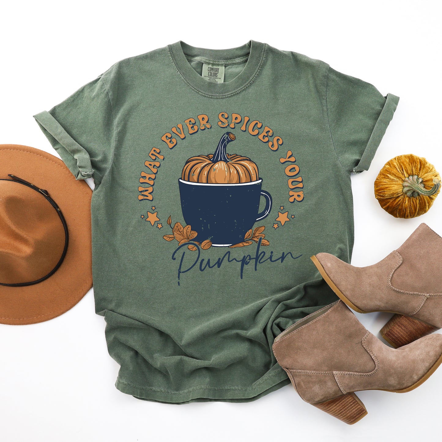 Whatever Spices Your Pumpkin Mug | Garment Dyed Tee