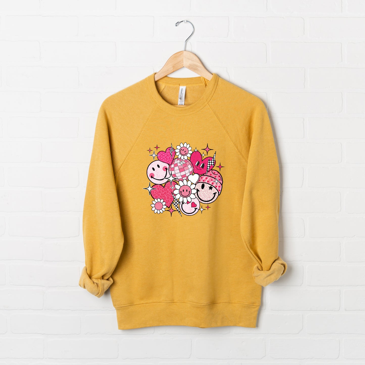 Pink Flower Hearts | Bella Canvas Sweatshirt