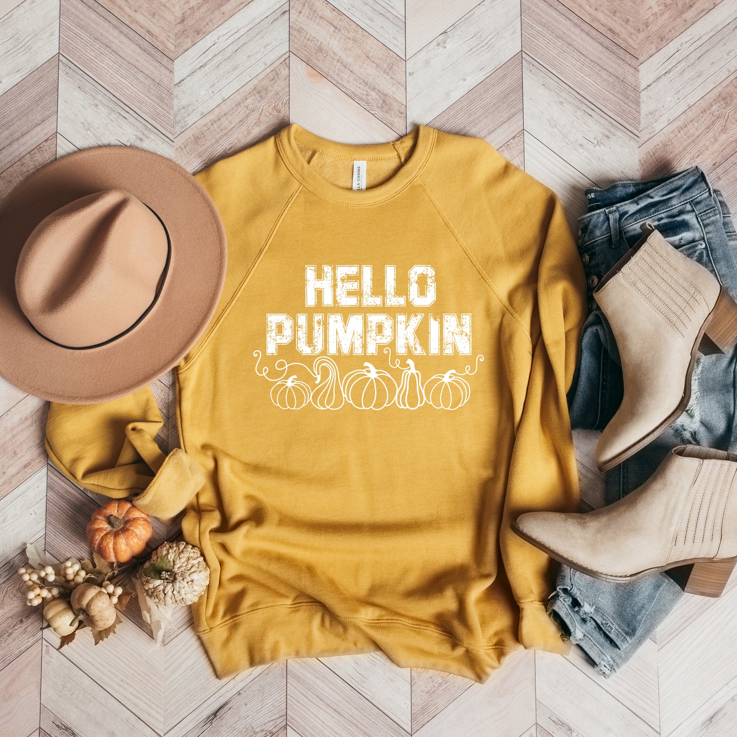 Hey Pumpkin Distressed | Bella Canvas Sweatshirt