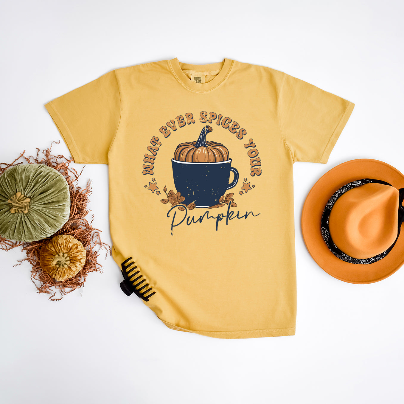 Whatever Spices Your Pumpkin Mug | Garment Dyed Tee