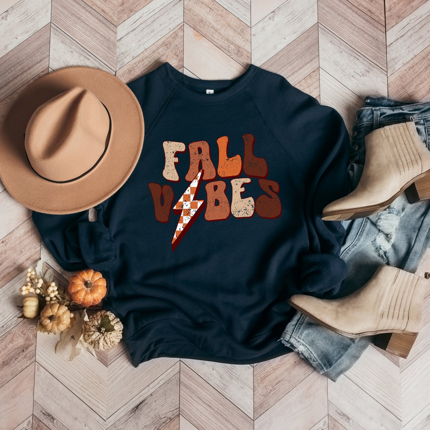 Retro Fall Vibes Wavy | Bella Canvas Sweatshirt