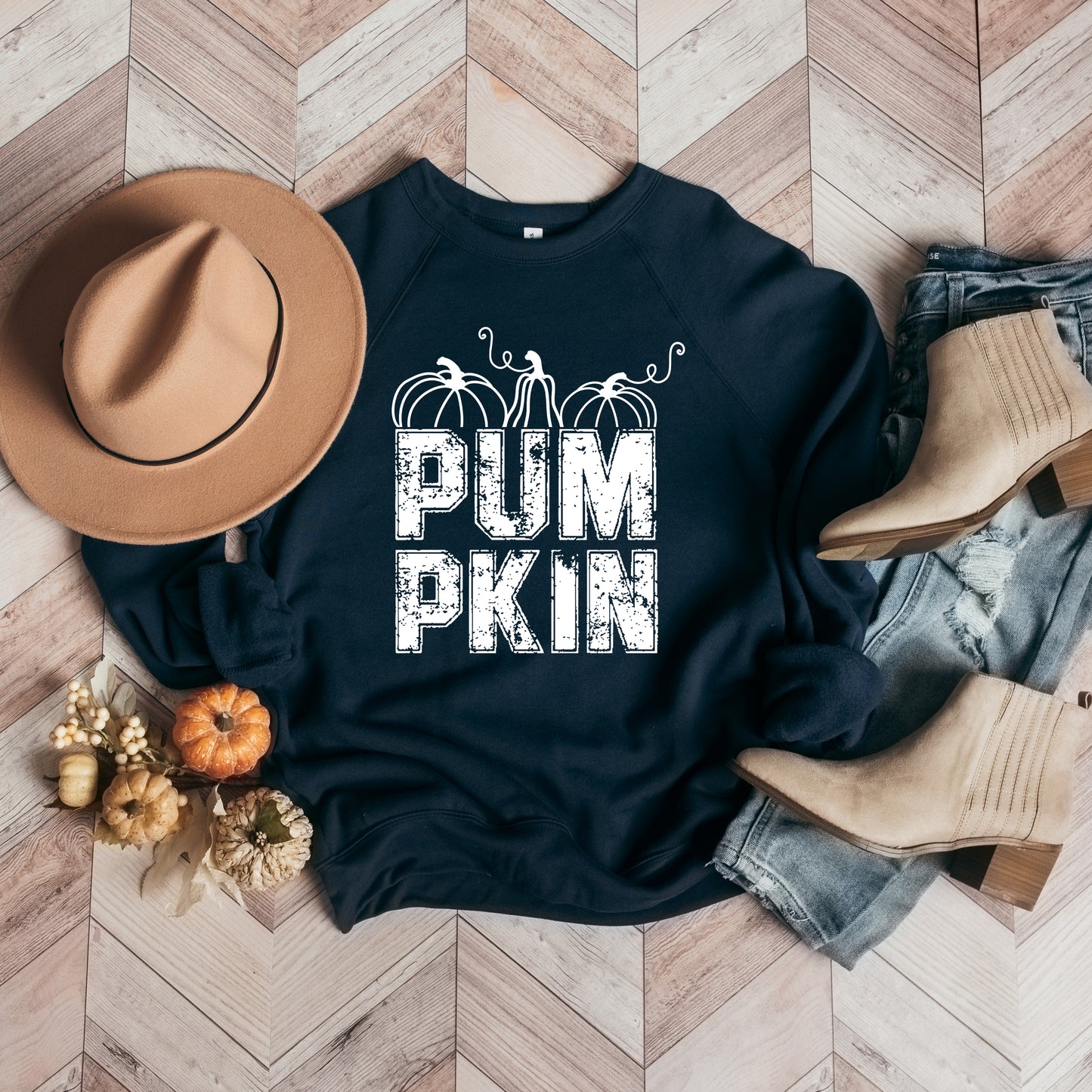 Pumpkin Distressed | Bella Canvas Sweatshirt