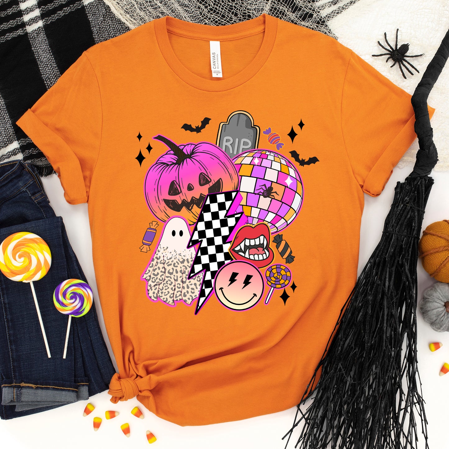Pumpkin Ghost Collage | Short Sleeve Crew Neck