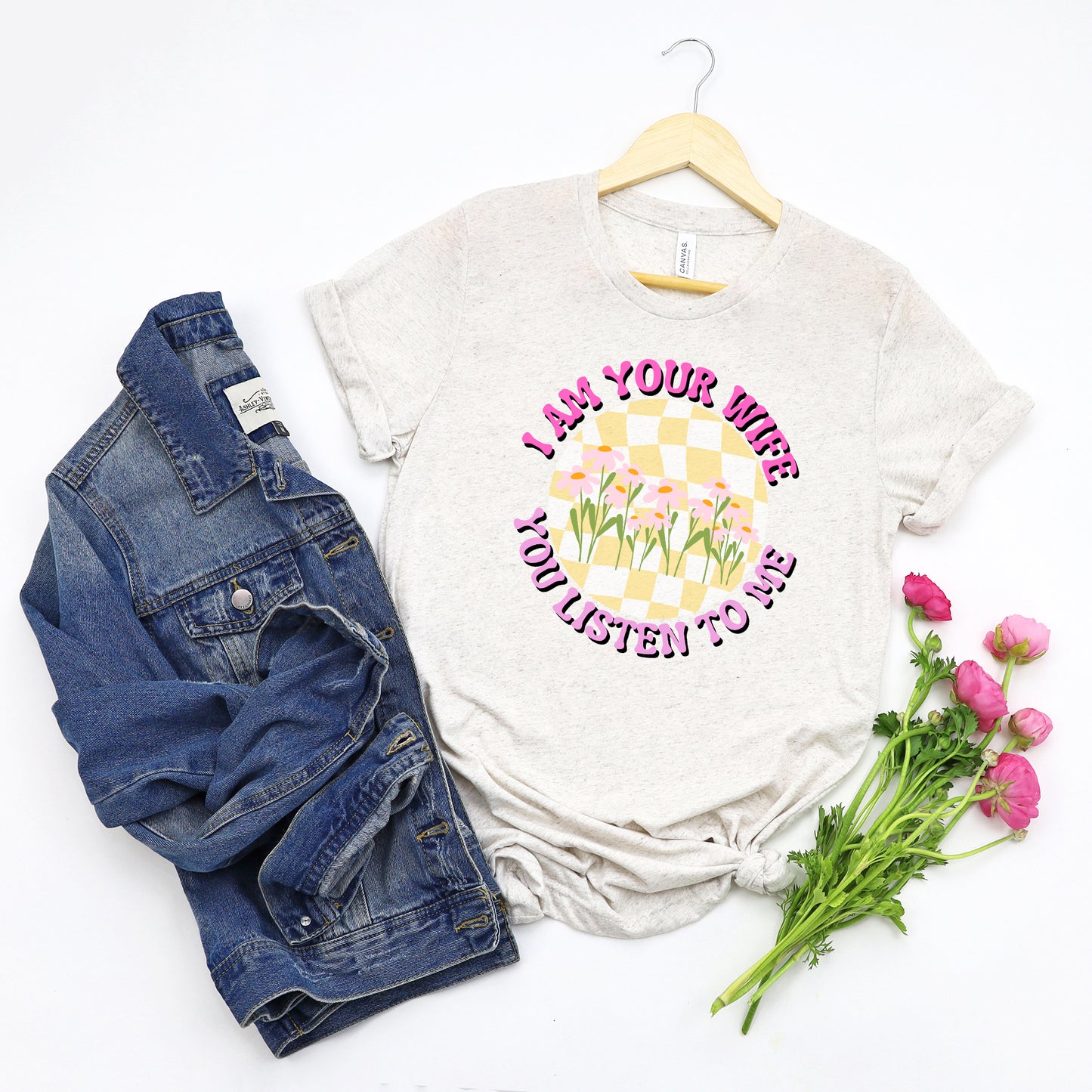 I Am Your Wife Yellow Checkered | Short Sleeve Graphic Tee