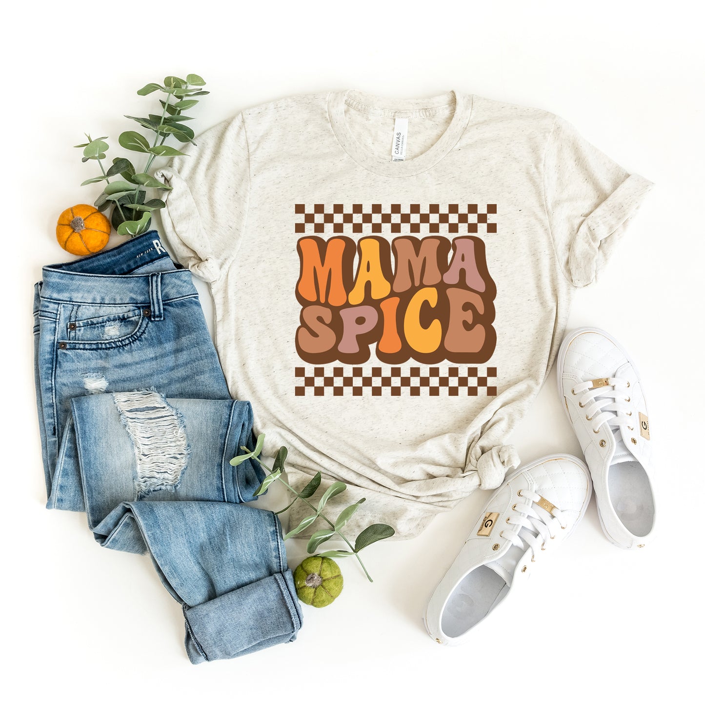 Mama Spice Checkered | Short Sleeve Crew Neck