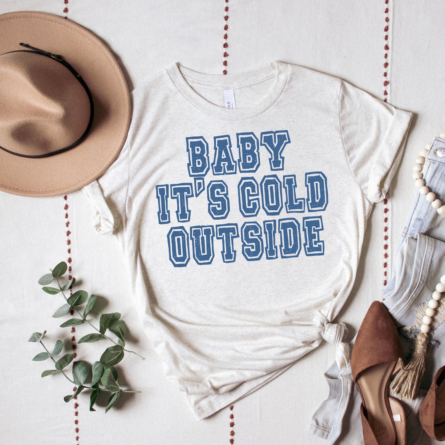 Distressed Baby It's Cold Outside| Short Sleeve Crew Neck