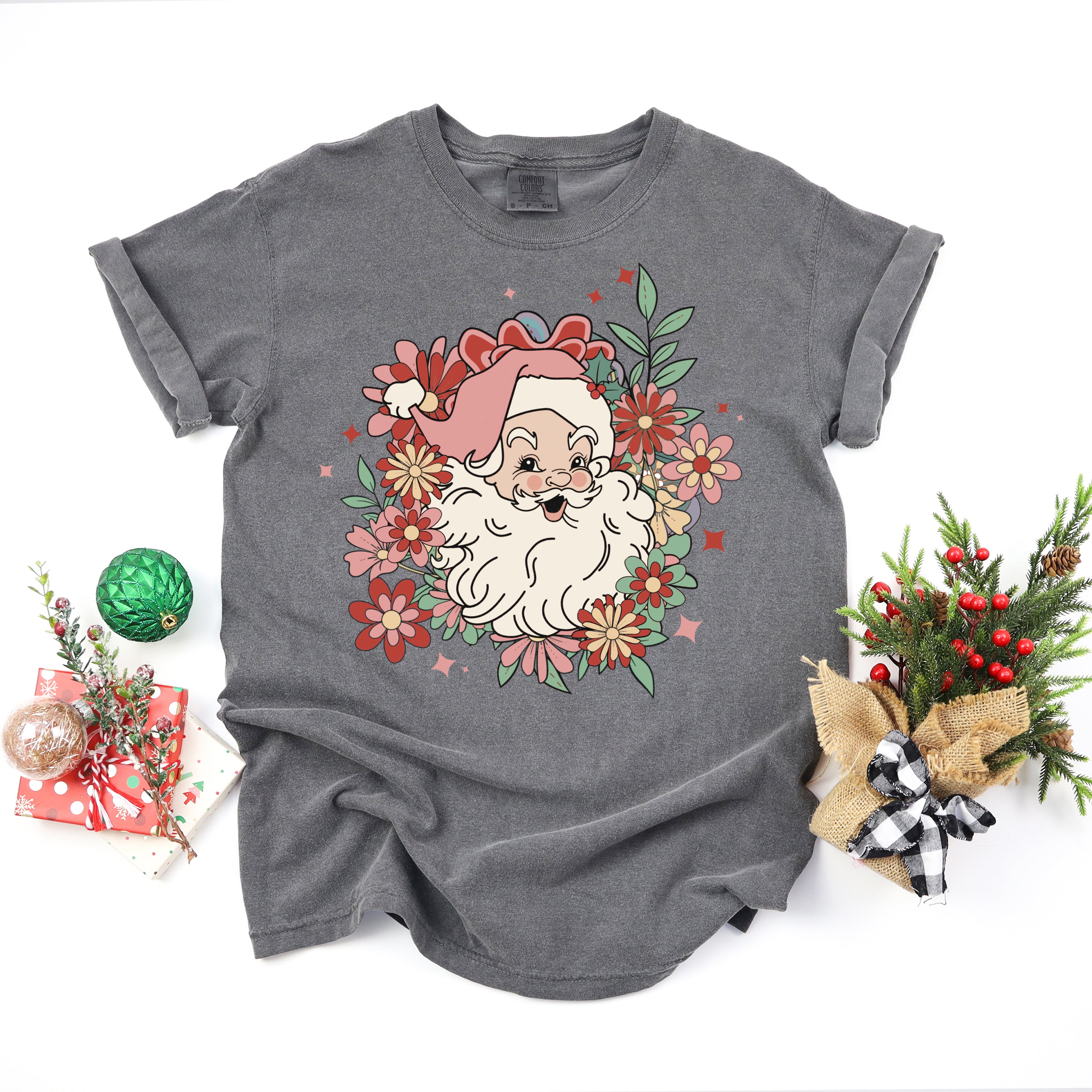 Floral Santa | Garment Dyed Tee