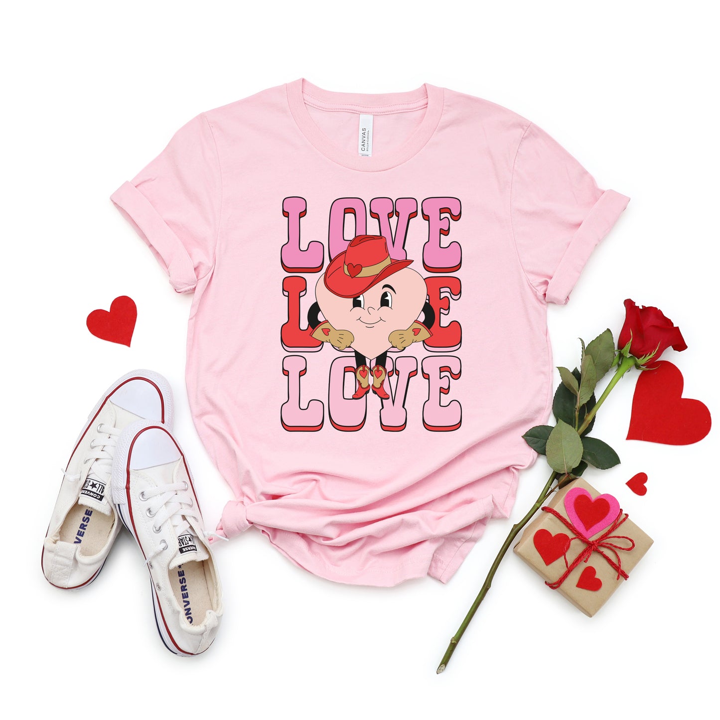 Love Stacked Western Heart | Short Sleeve Crew Neck