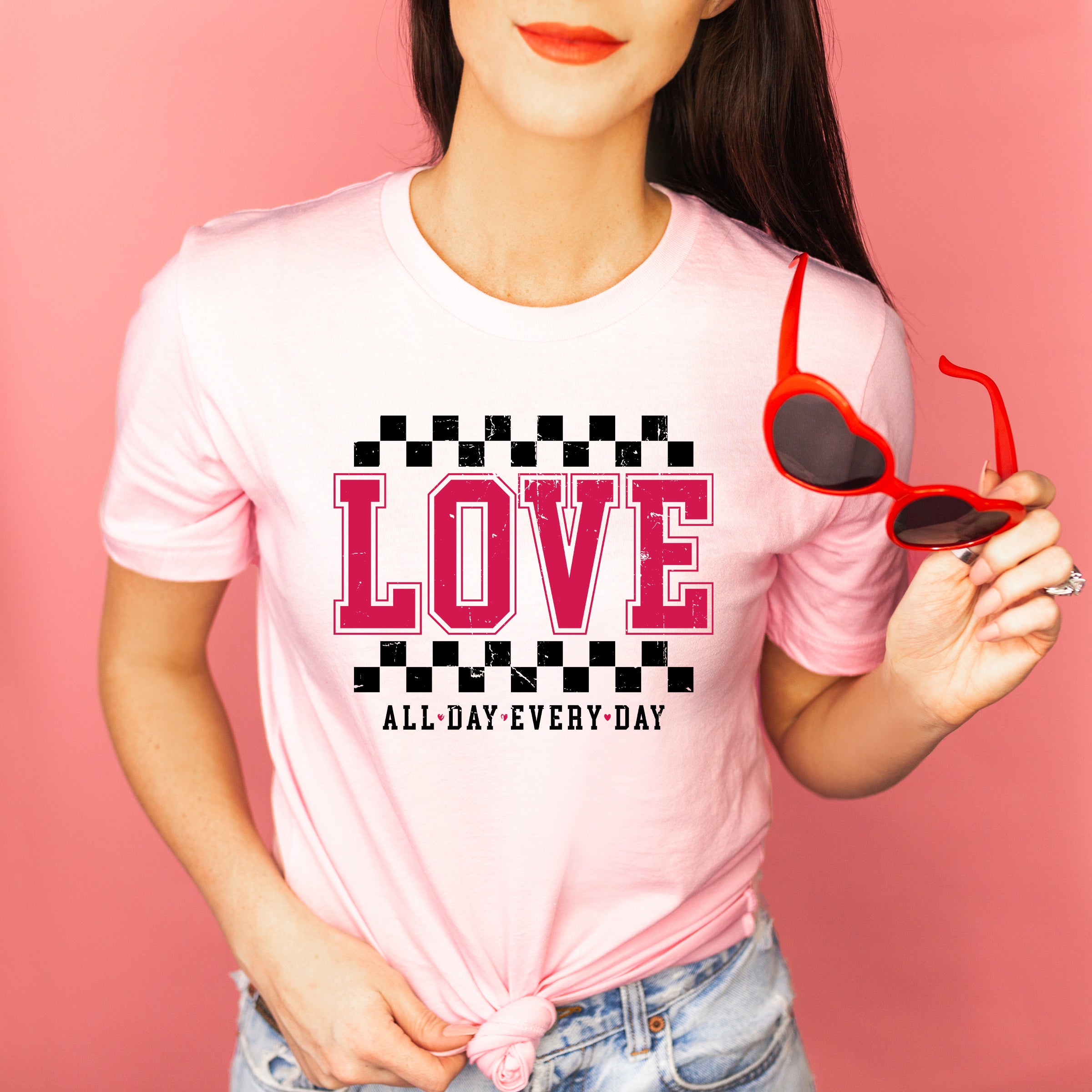 Love All Day Everyday Checkered  | Short Sleeve Graphic Tee