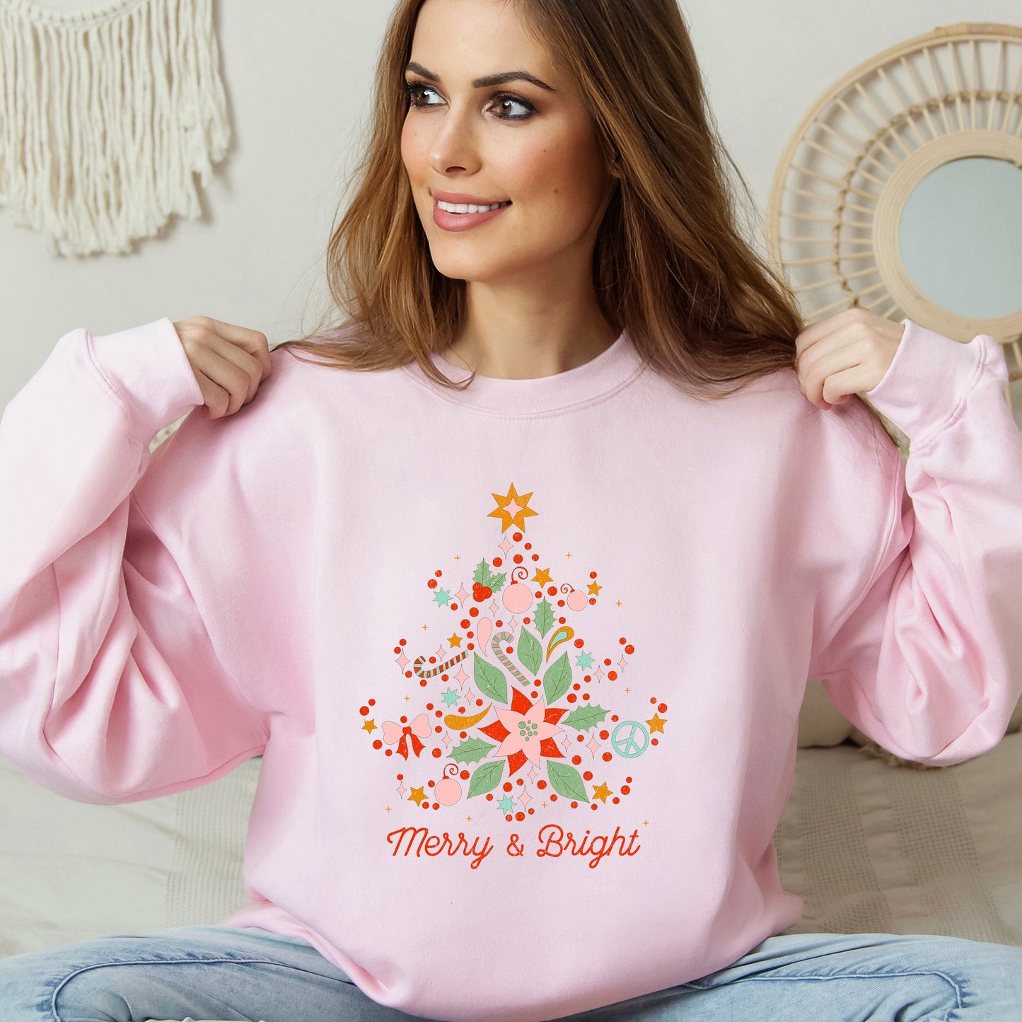 Clearance Merry and Bright Tree Grunge | Sweatshirt