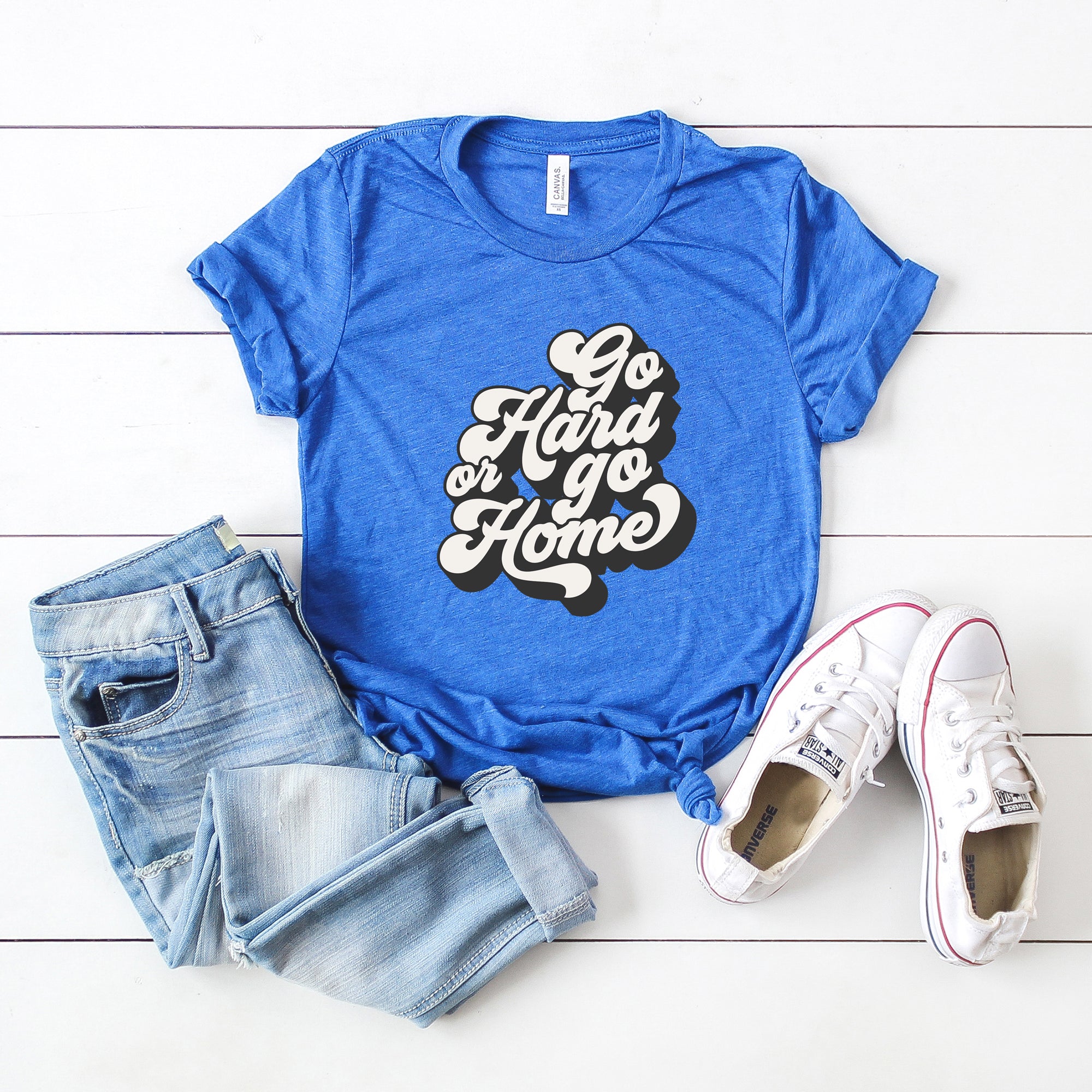 Retro Go Hard Or Go Home | Short Sleeve Graphic Tee