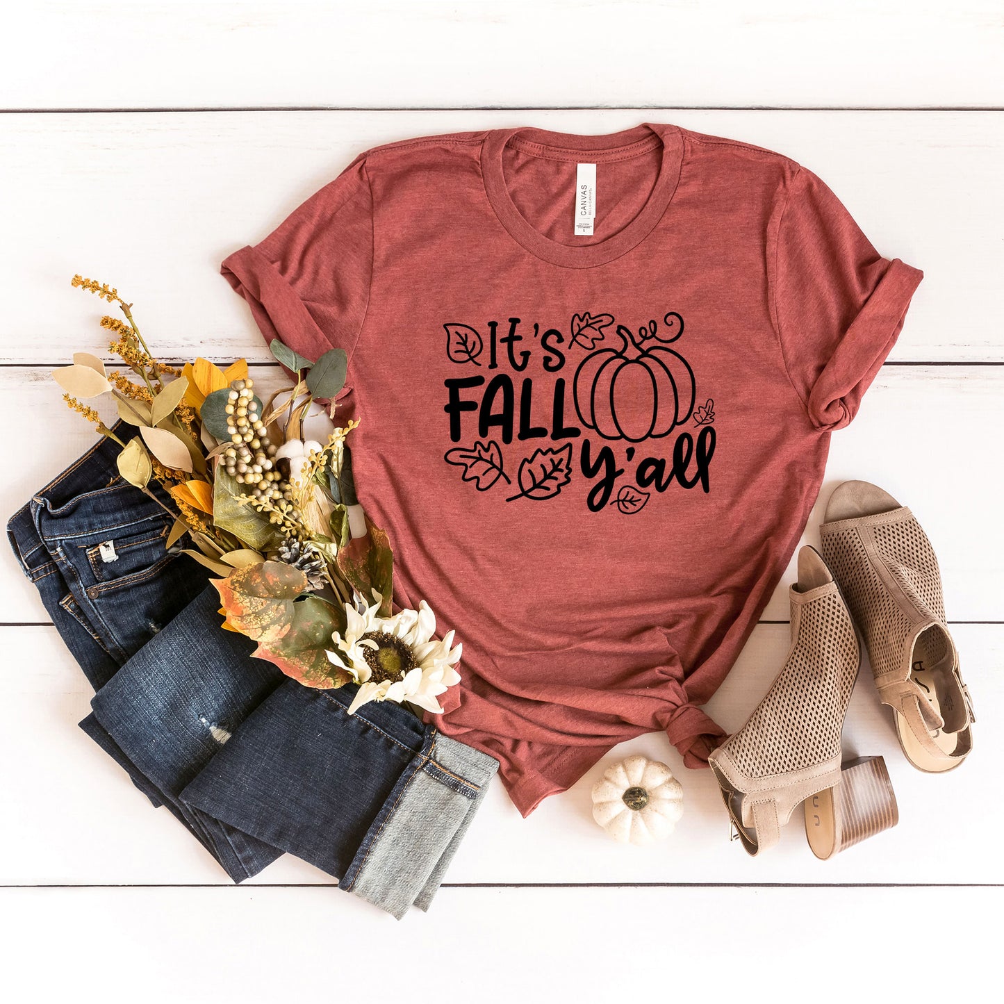 It's Fall Ya'll Leaves | Short Sleeve Graphic Tee