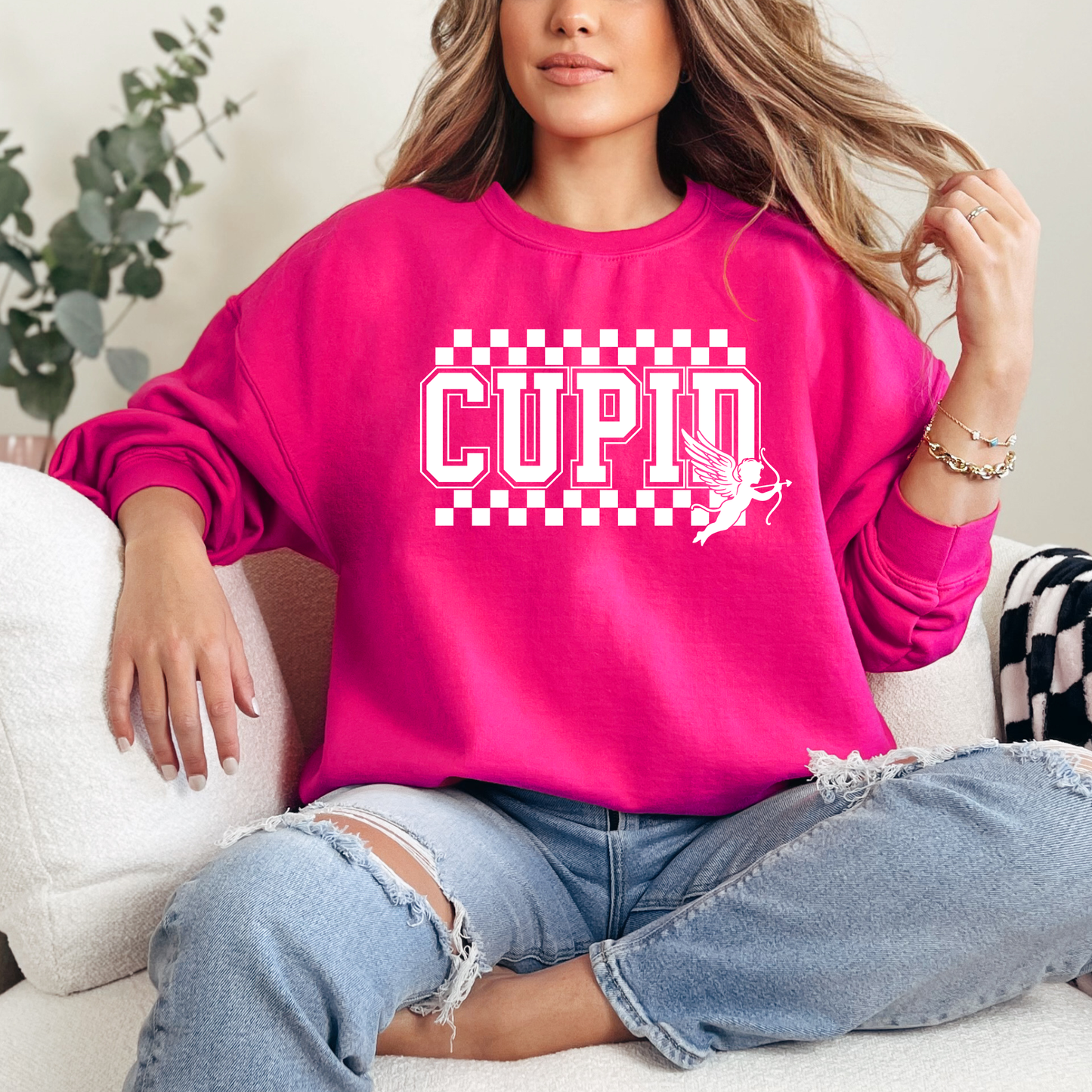 Cupid Varsity Checkered | Sweatshirt