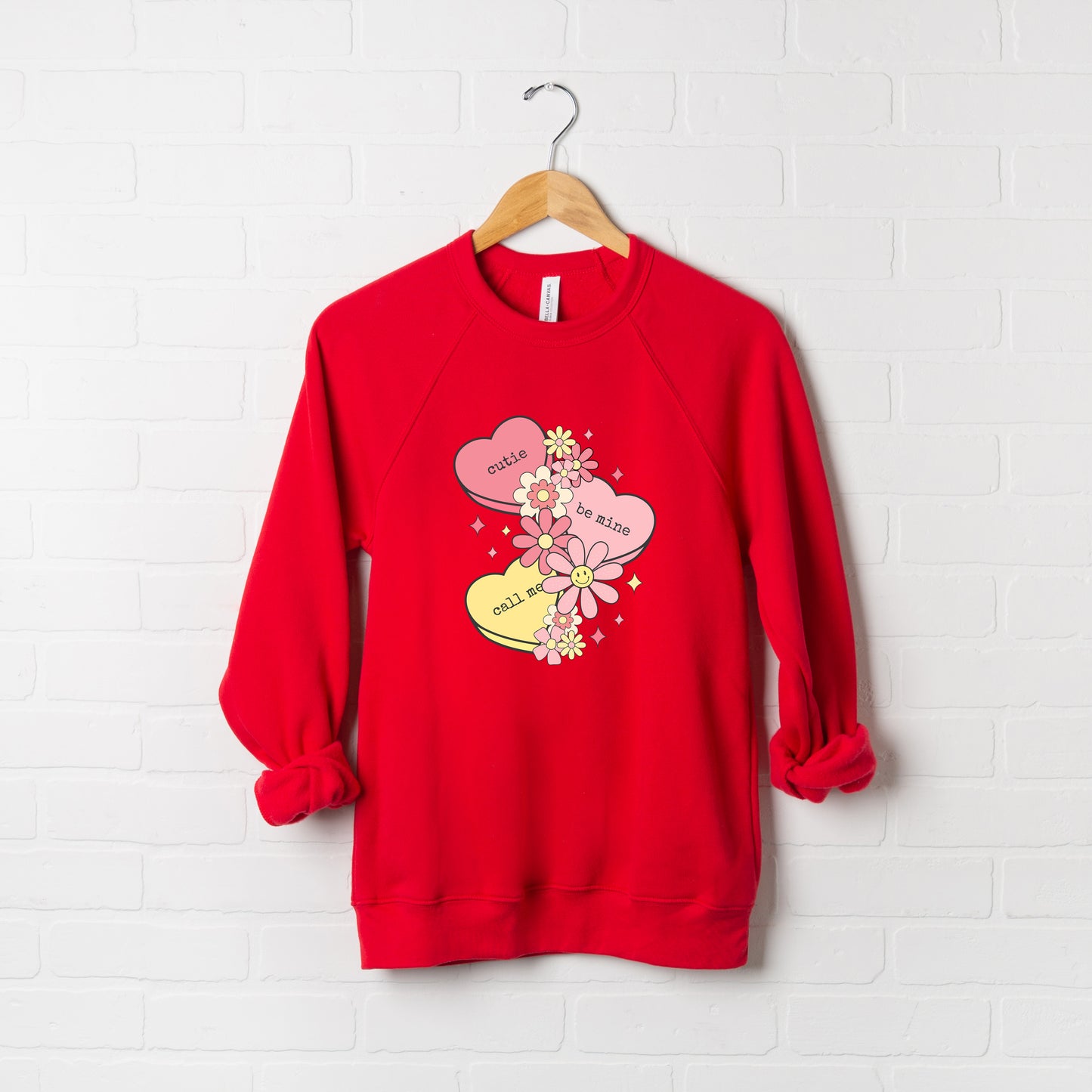 Retro Valentine Hearts | Bella Canvas Sweatshirt
