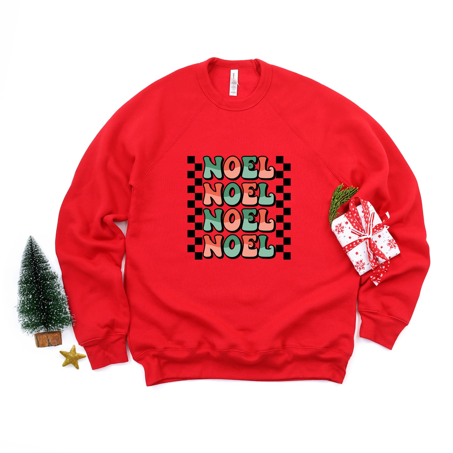 Noel Checkered Stacked | Bella Canvas Sweatshirt