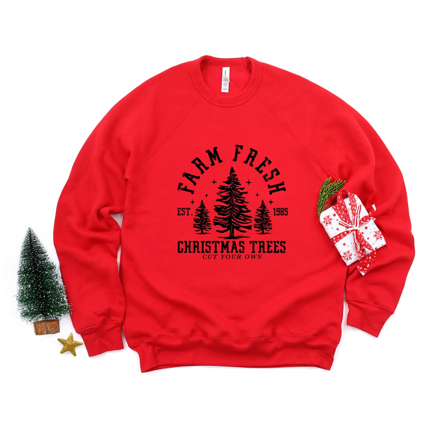 Farm Fresh Christmas Trees Stars | Bella Canvas Sweatshirt