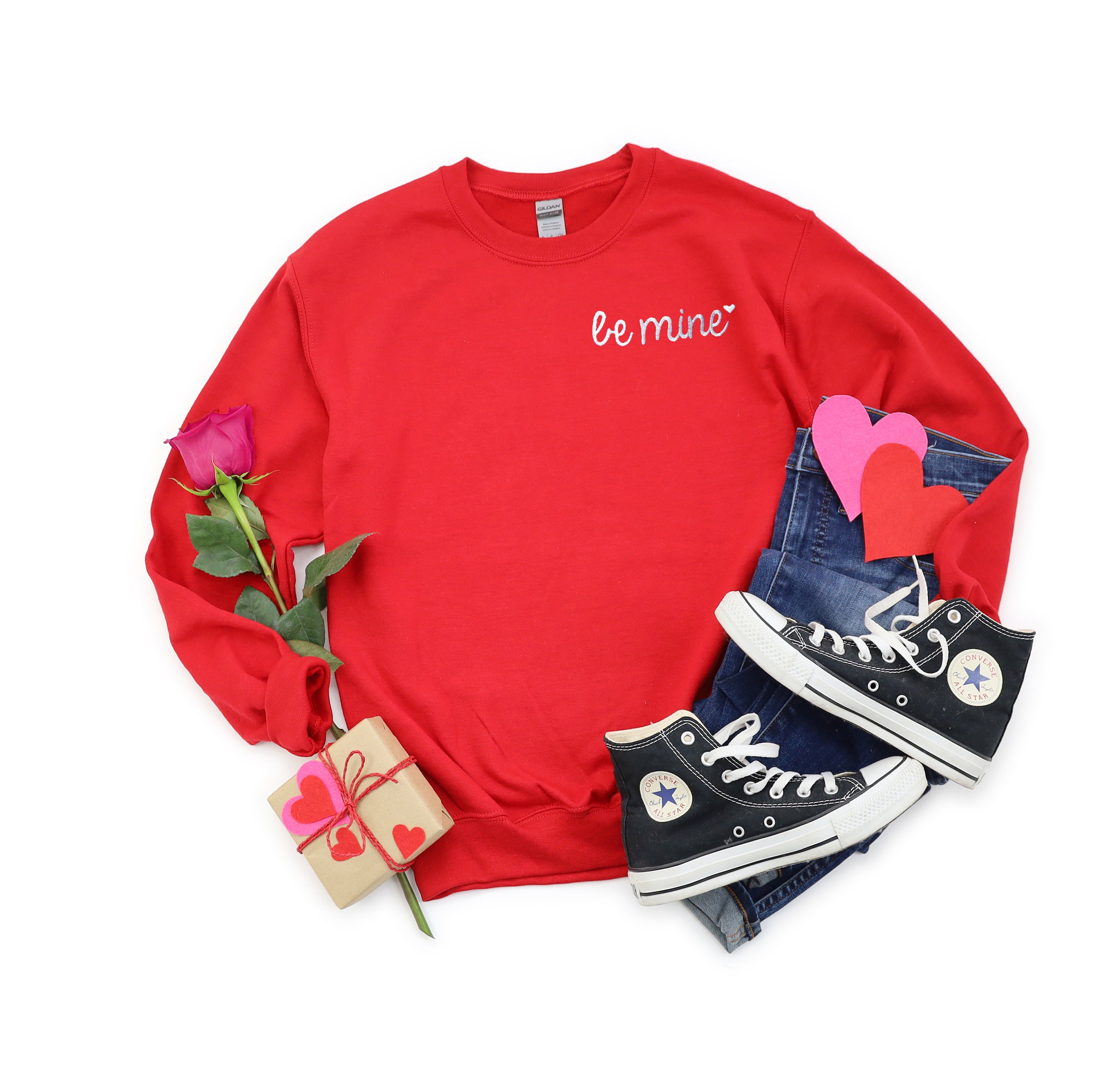 Embroidered Be Mine Heart Mini | Sweatshirt