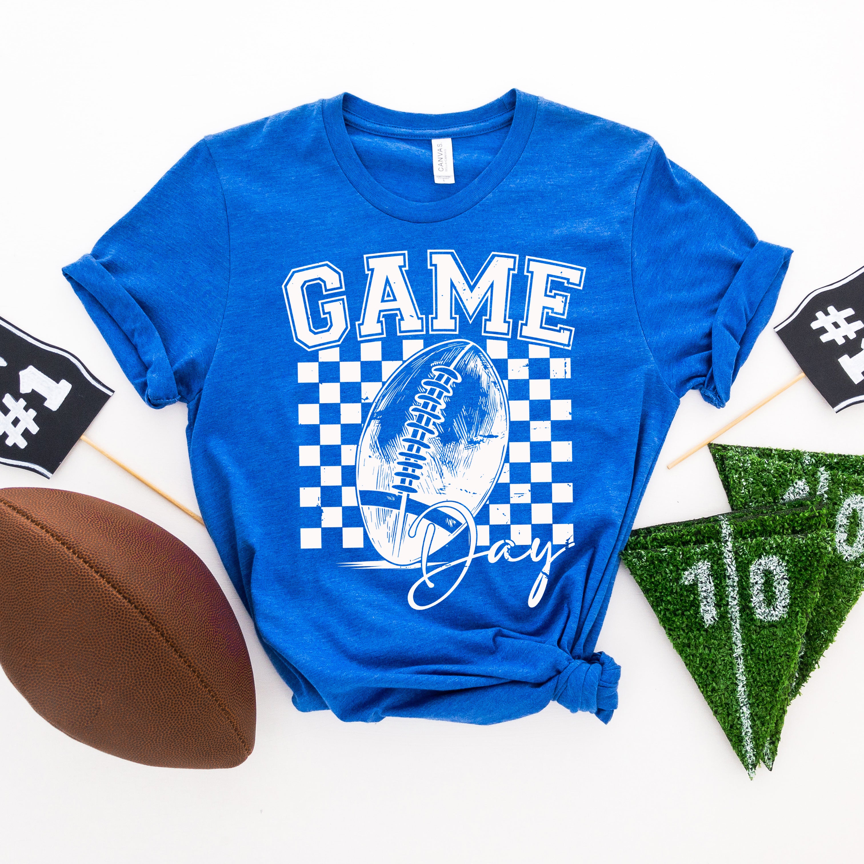 Retro Football Game Day |Short Sleeve Crew Neck