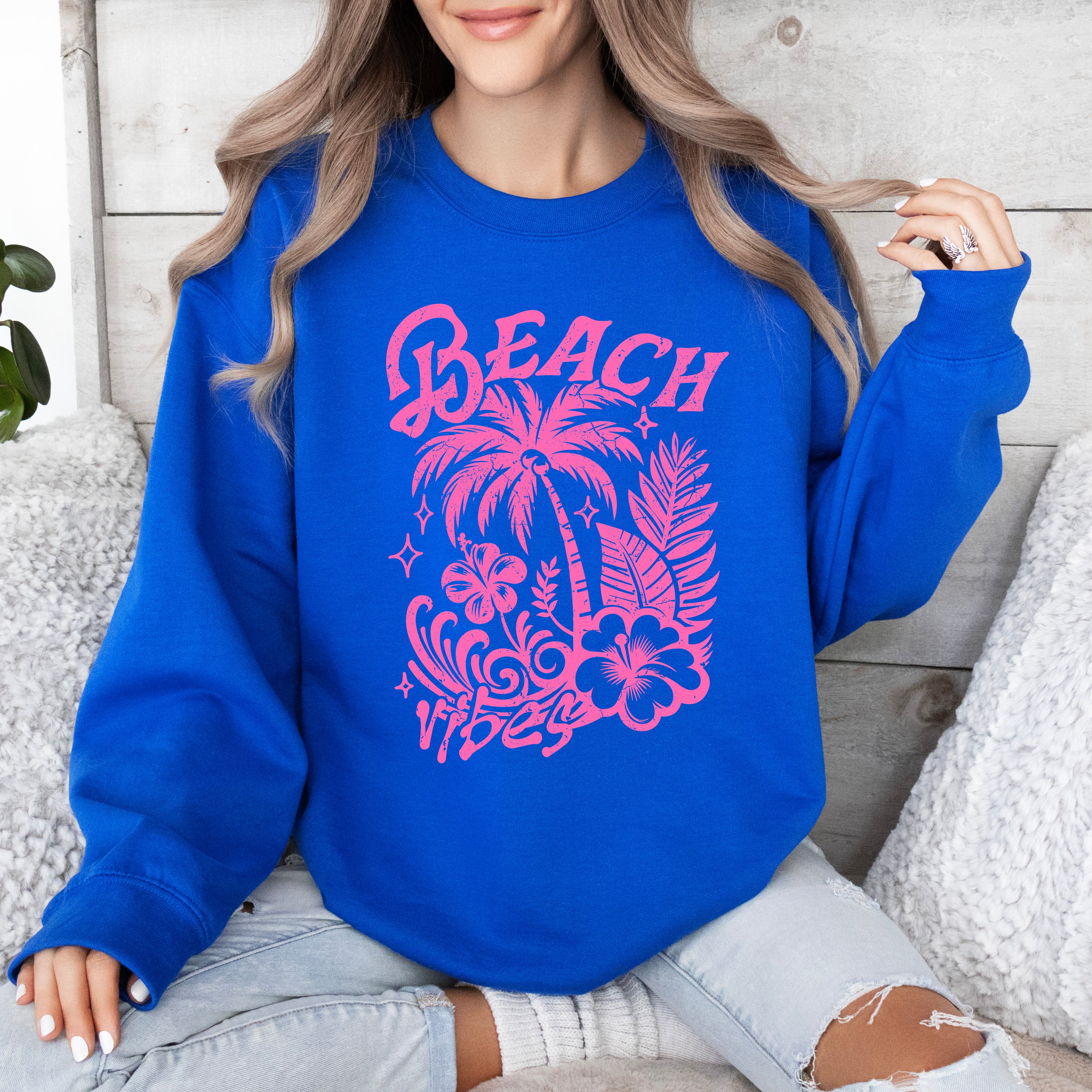 Beach Vibes Distressed | Sweatshirt