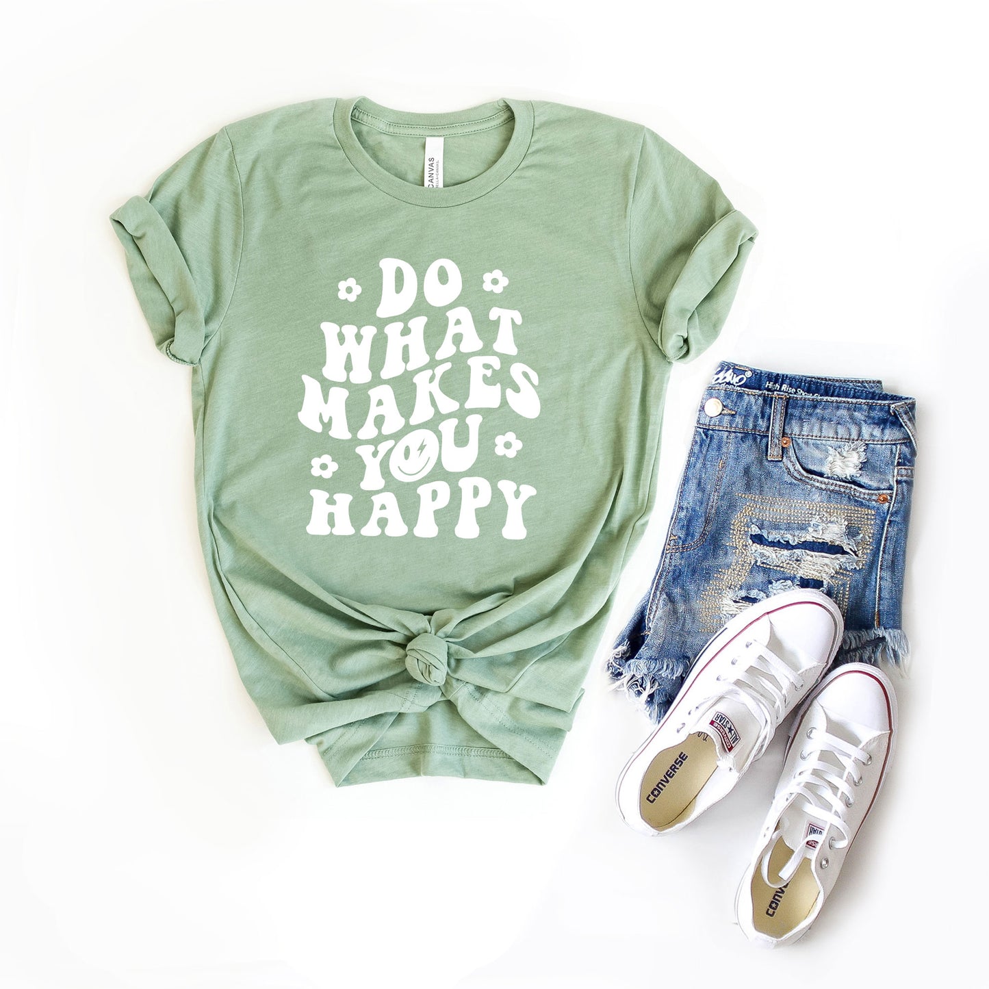 Makes You Happy Smiley Face | Short Sleeve Graphic Tee