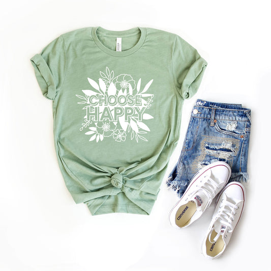 Choose Happy Floral | Short Sleeve Graphic Tee
