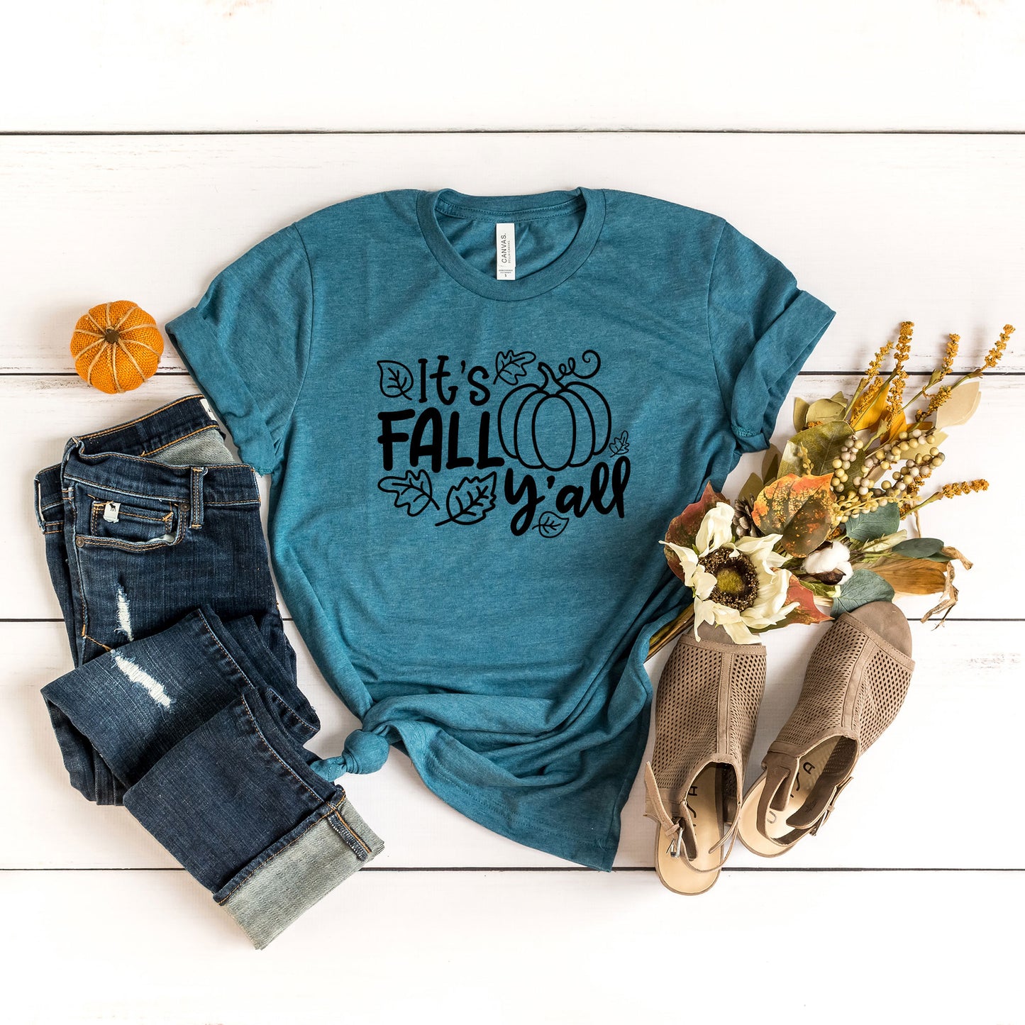 It's Fall Ya'll Leaves | Short Sleeve Graphic Tee