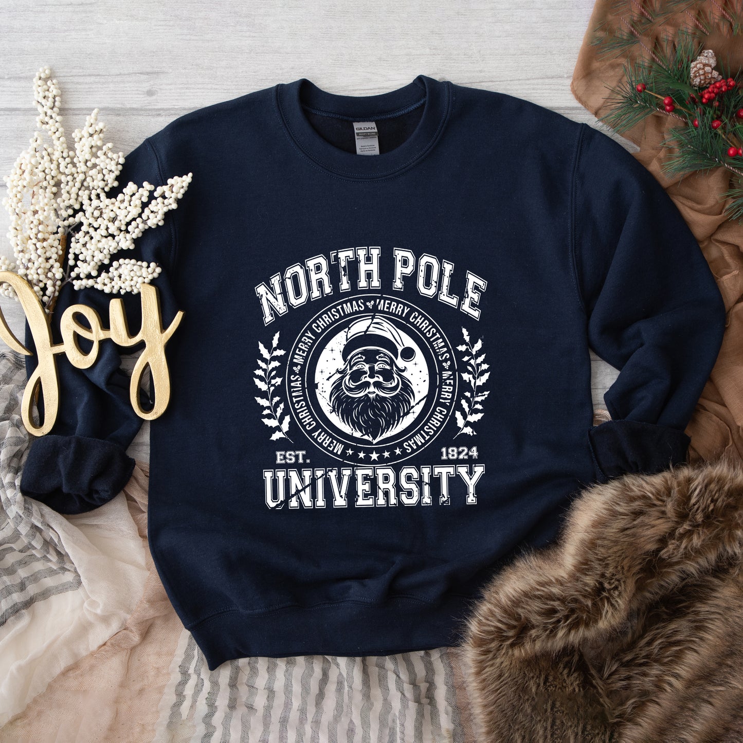 North Pole University Distressed | Sweatshirt