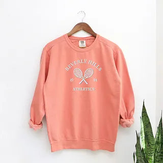 Embroidered Beverly Hills Tennis Racket | Garment Dyed Sweatshirt