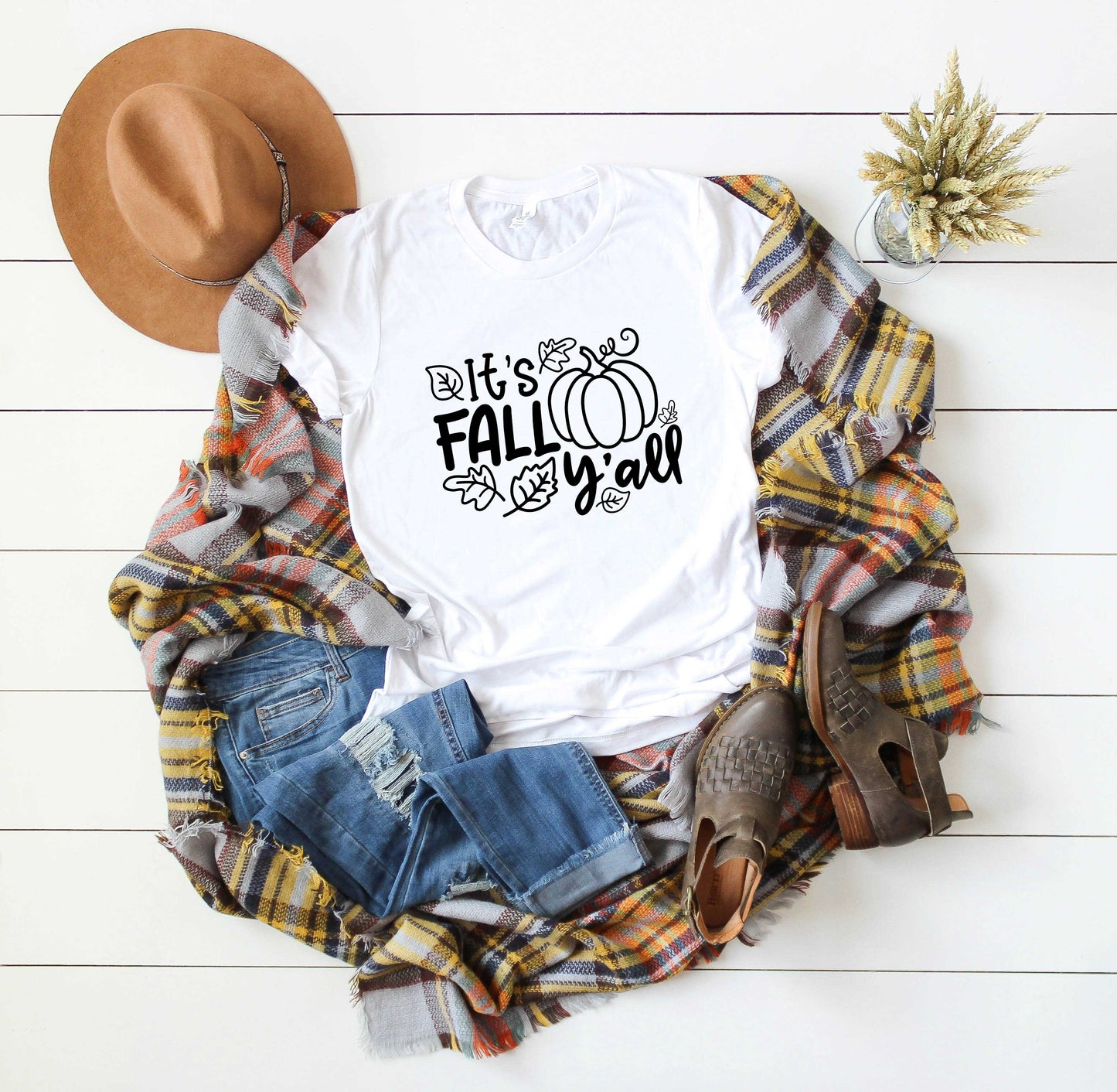 It's Fall Ya'll Leaves | Short Sleeve Graphic Tee