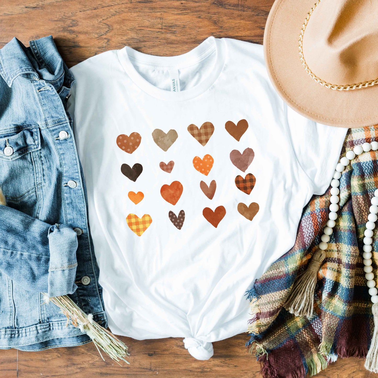Clearance Fall Plaid Hearts | Short Sleeve Graphic Tee