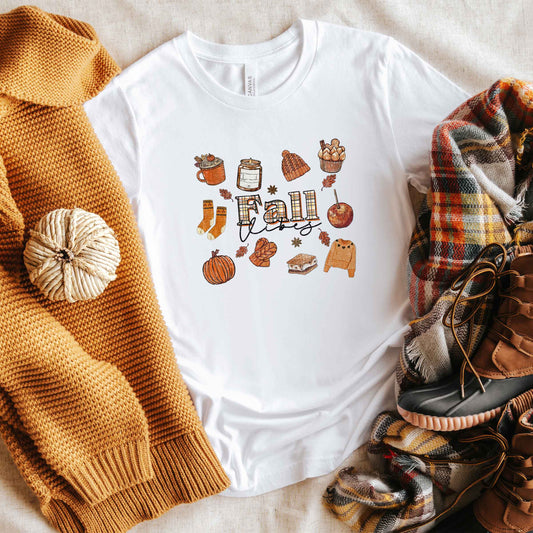 Clearance Plaid Fall Vibes Collage | Short Sleeve Crew Neck